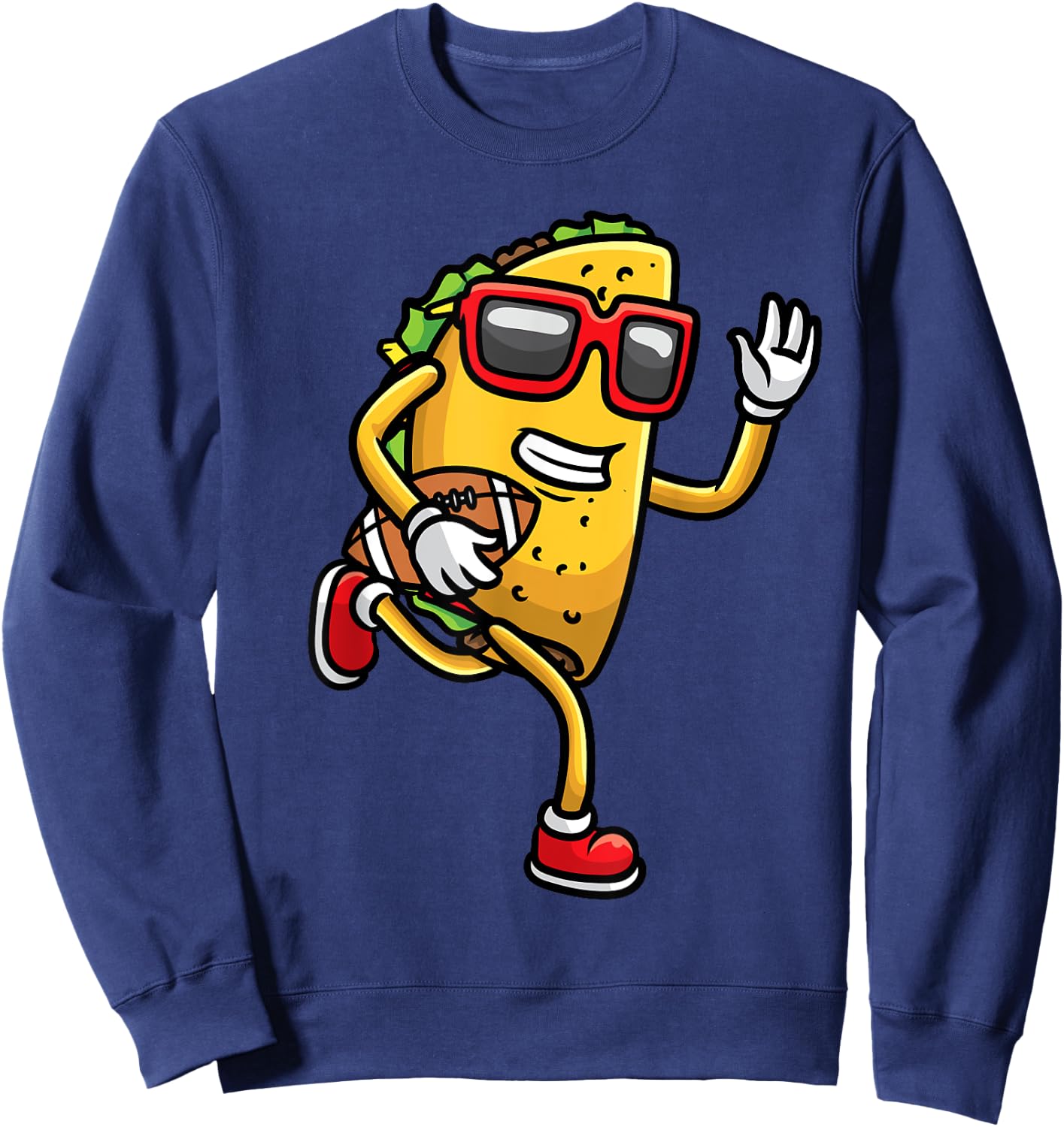 Taco Playing Football Mexican Cinco De Mayo Kids Men Sweatshirt - Sweatshirt | Navy