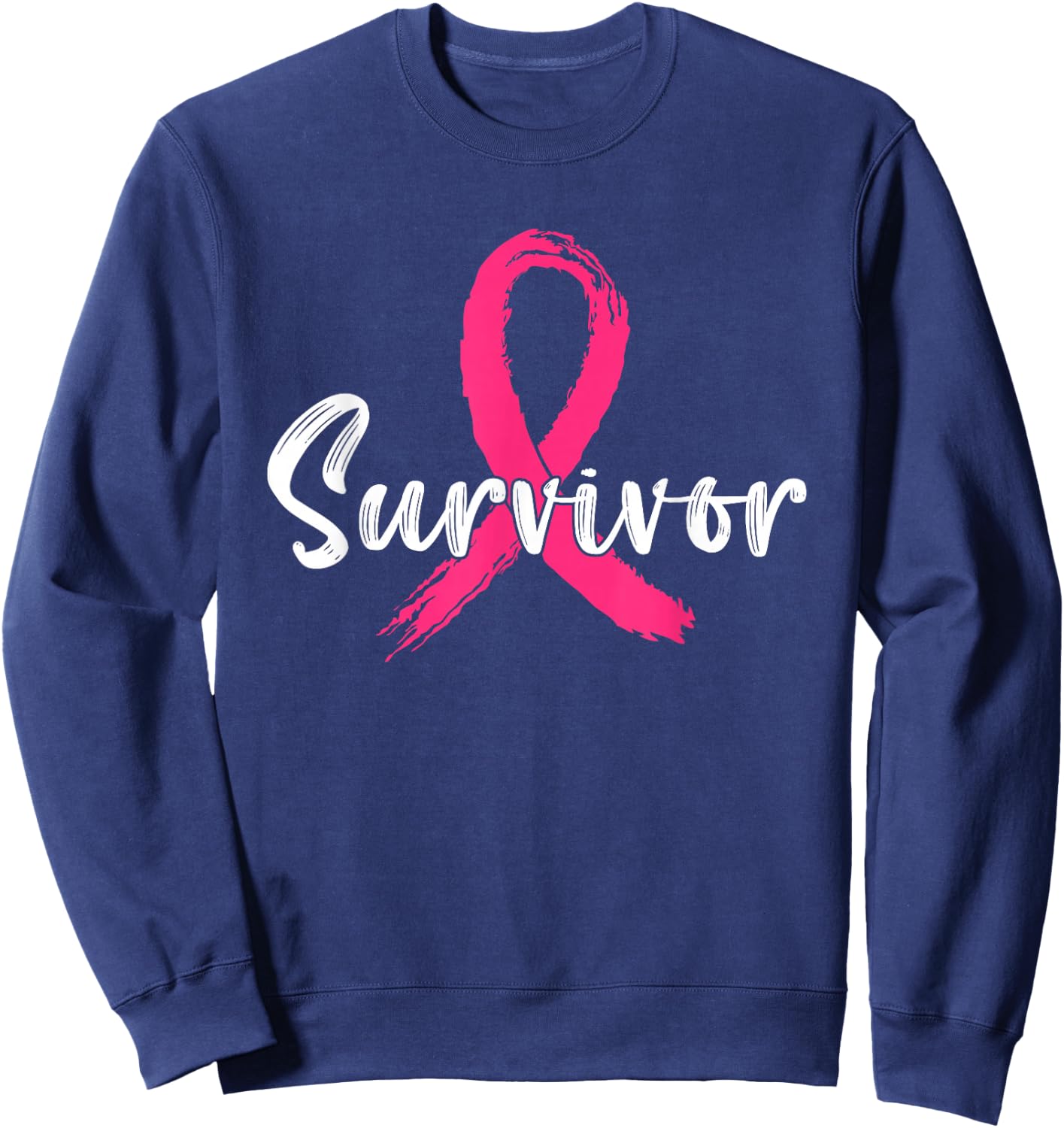 Breast Cancer Survivor Pink Ribbon Breast Cancer Awareness Sweatshirt - Sweatshirt | Navy