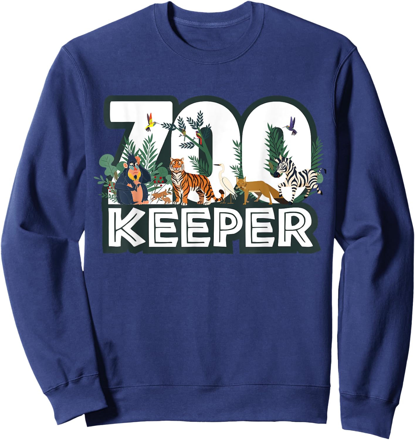 Zookeeper Wild woods jungle Tropical Forest Animals Theme Sweatshirt - Sweatshirt | Navy
