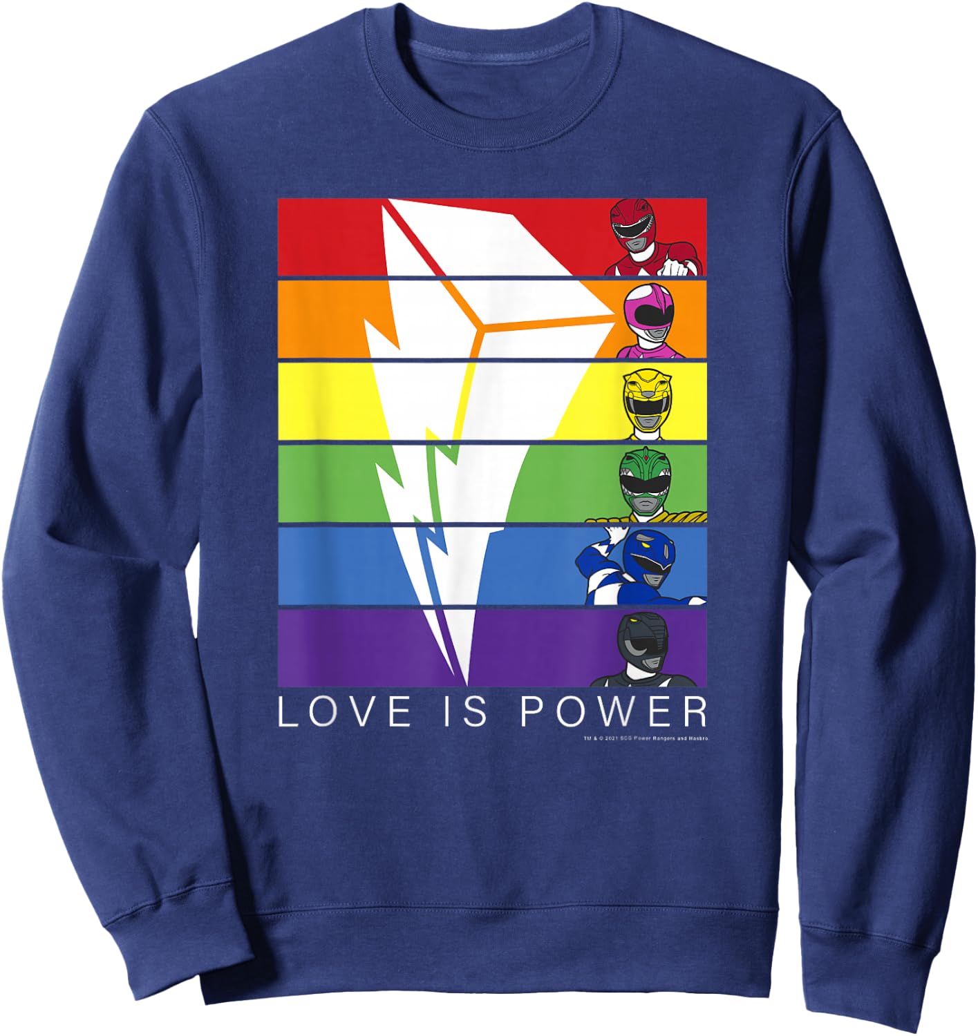 Power Rangers Pride Love is Power Rainbow Panels Small Sweatshirt - Sweatshirt | Navy