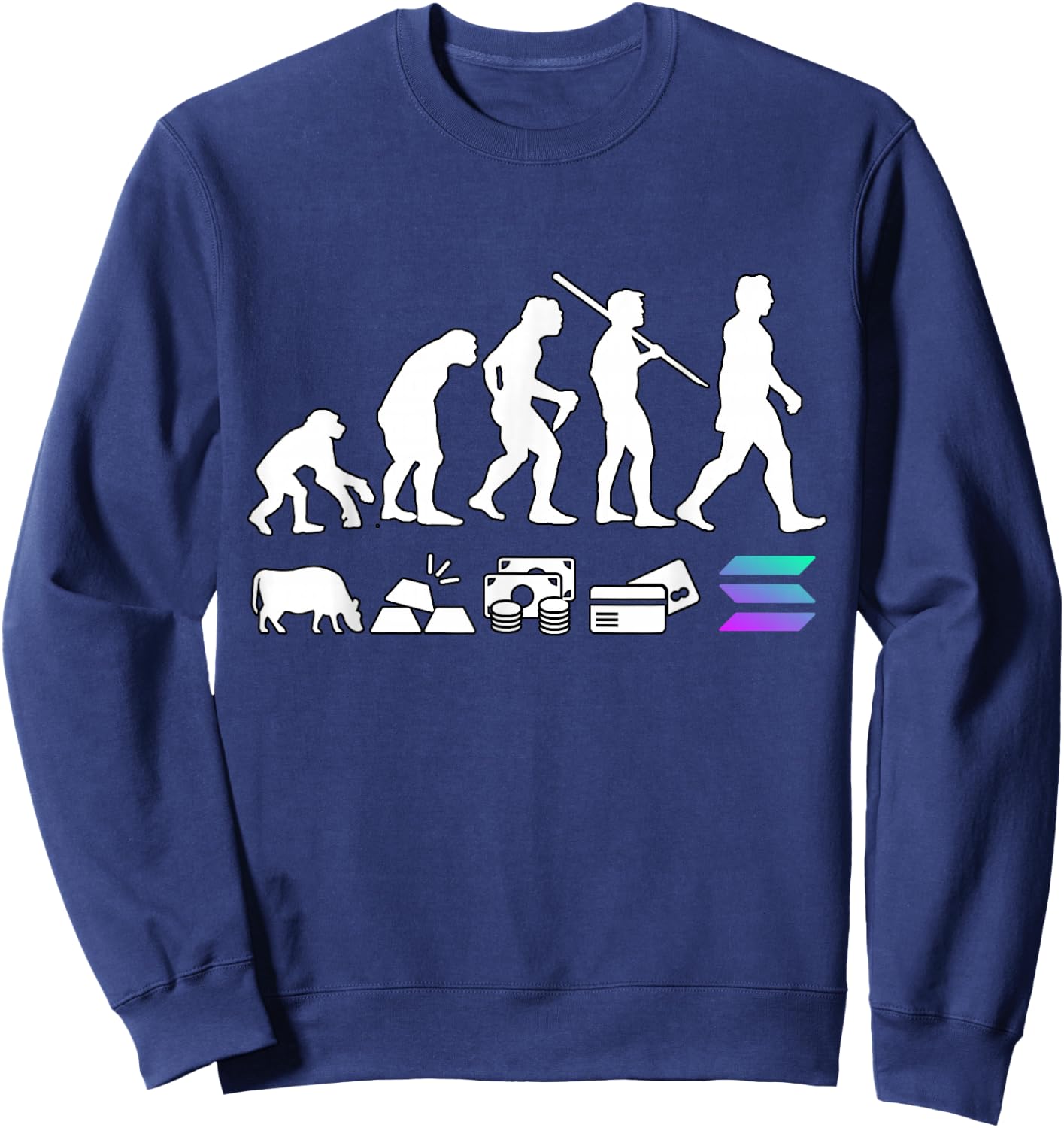 Solana Evolution of Money | The Solana Crypto Sweatshirt - Sweatshirt | Navy