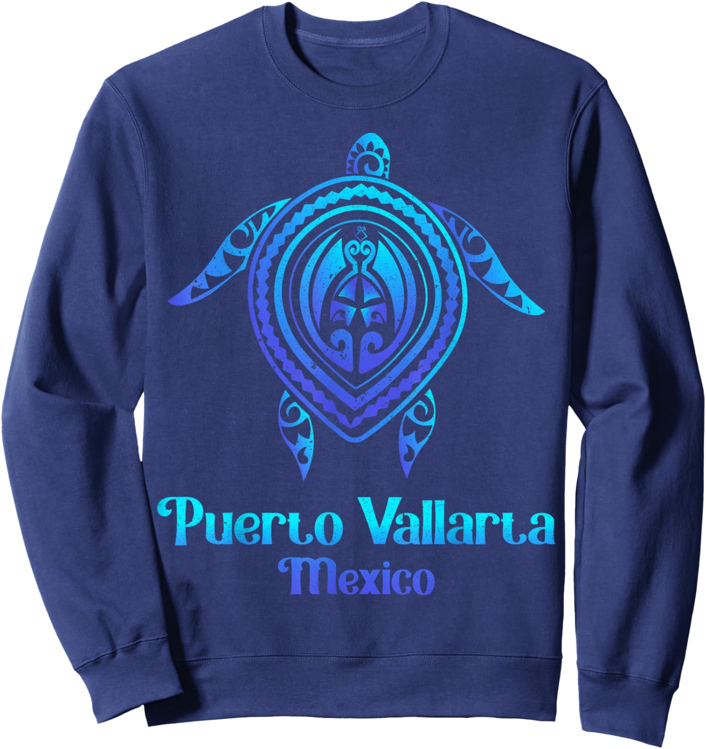Puerto Vallarta Mexico Souvenirs Tropical Blue Sea Turtle Sweatshirt - Sweatshirt | Navy