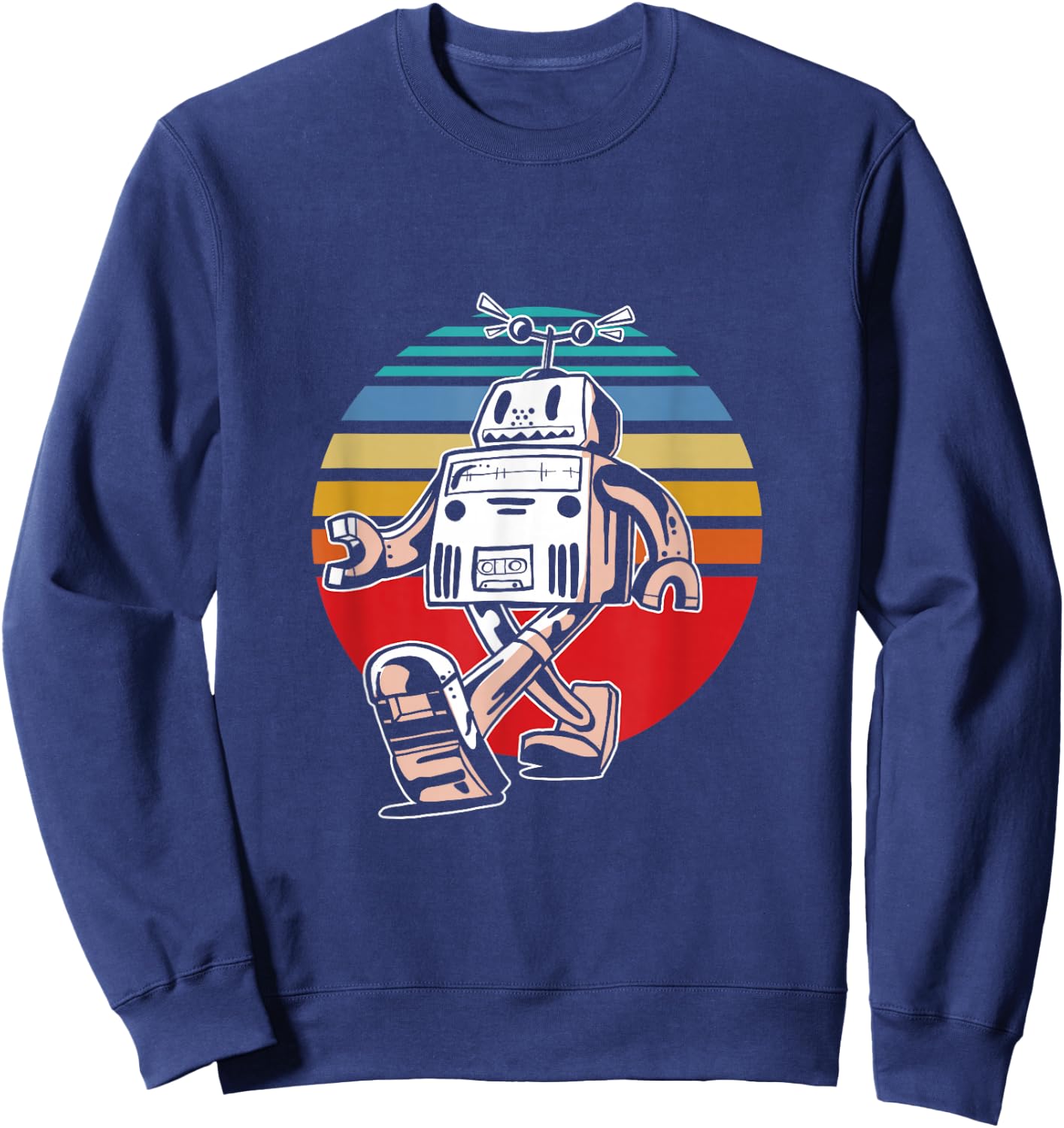 Cute Retro Robot Fan Robotics Science Student Robot Lover Sweatshirt - Sweatshirt | Navy