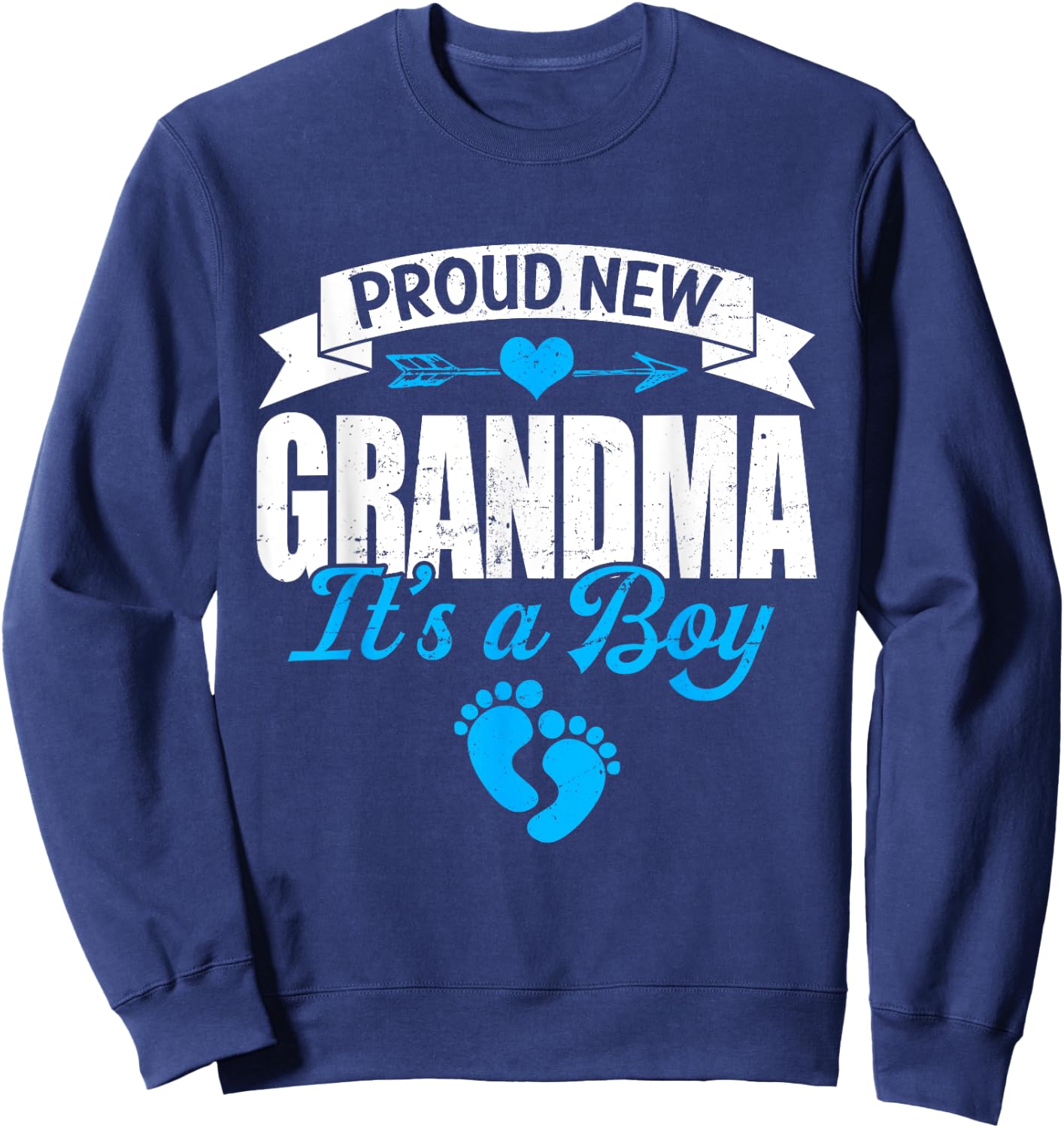 Retro Family Proud New Grandma It's A Boy Gender Reveal Sweatshirt - Sweatshirt | Navy