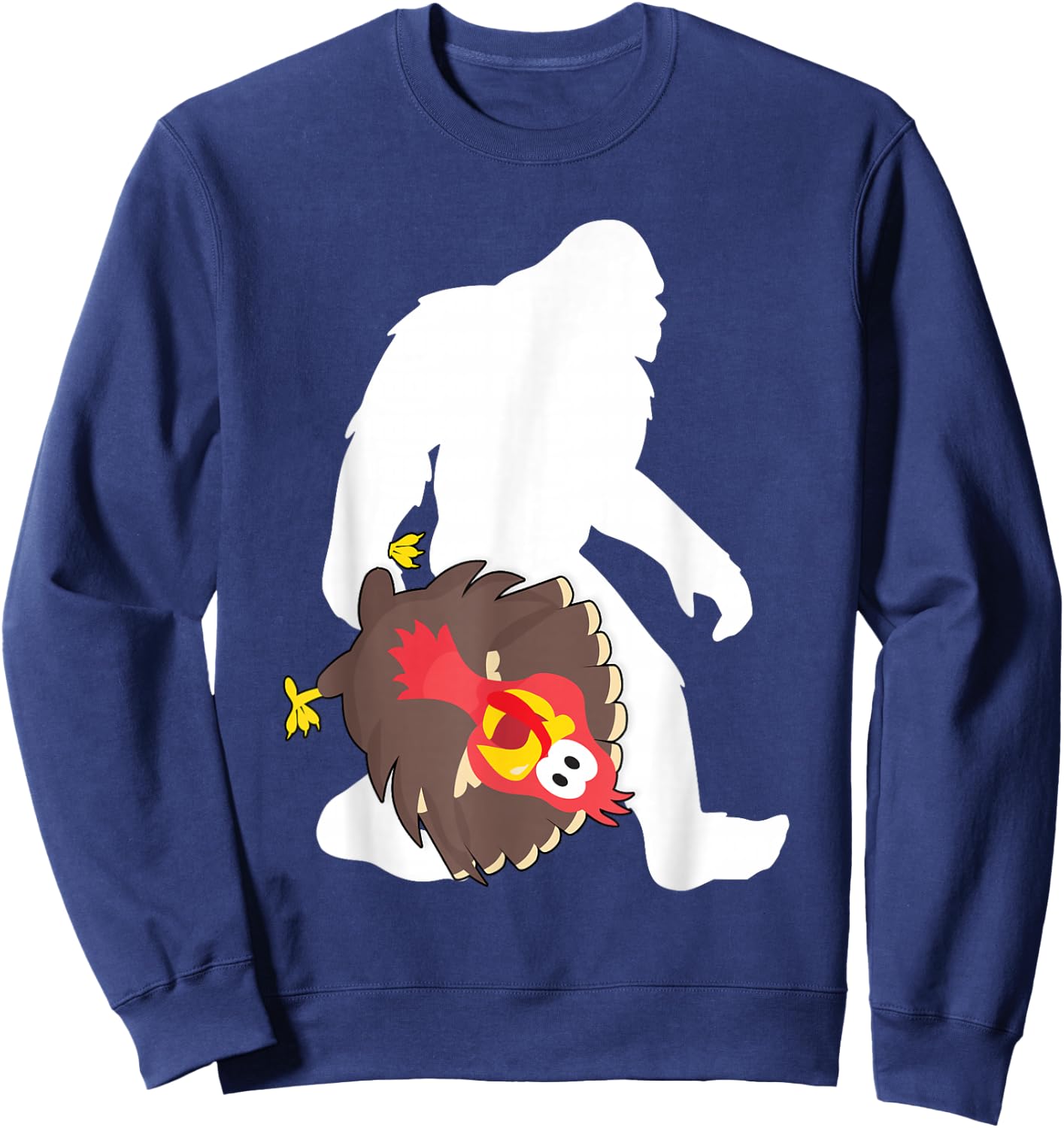 Bigfoot Funny Thanksgiving Turkey Sasquatch Sweatshirt - Sweatshirt | Navy