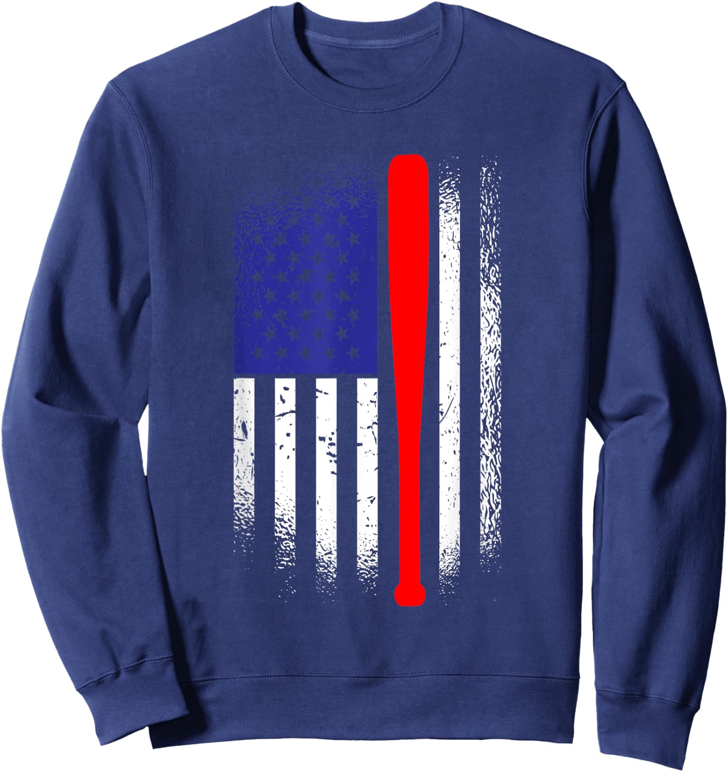 American Flag Baseball 4th Of July Patriotic Memorial Day Sweatshirt - Sweatshirt | Navy