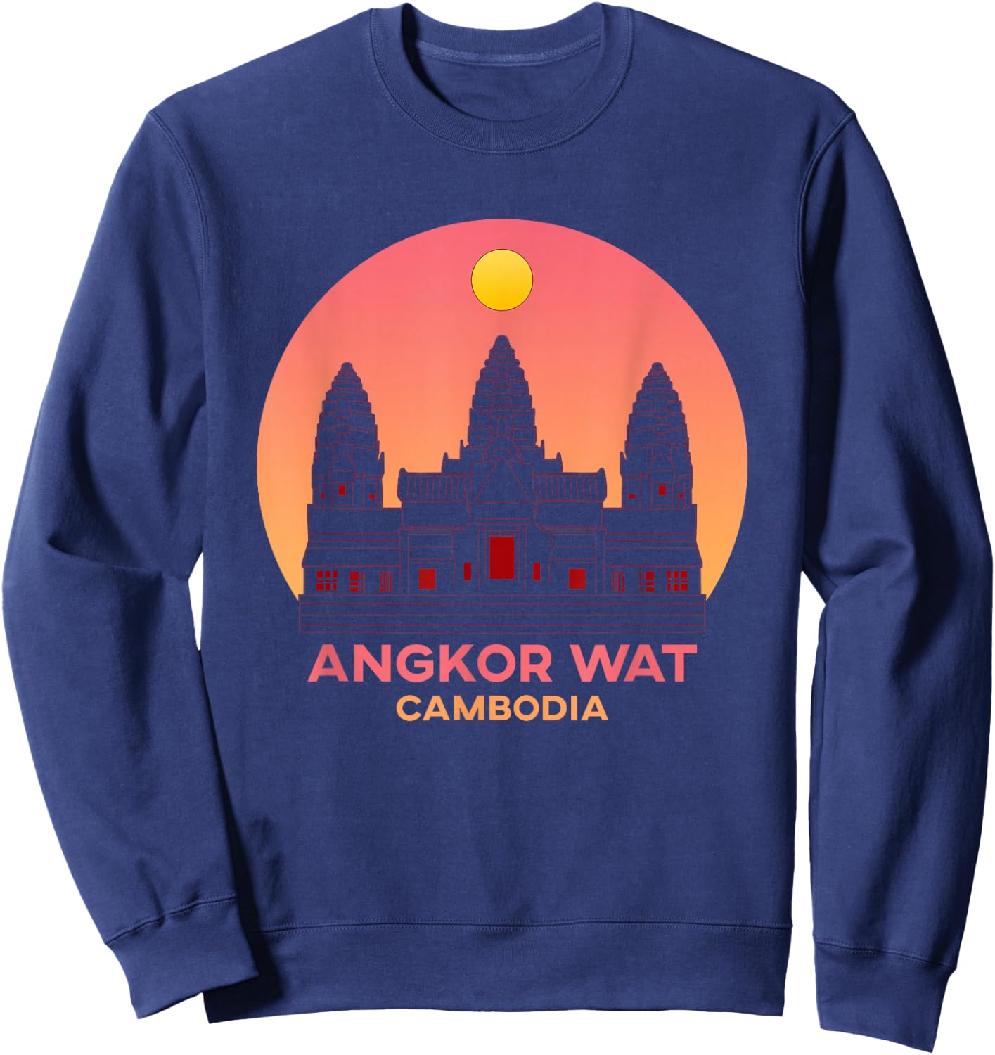 Cambodia Cambodian Khmer Sunset Angkor Wat Sweatshirt - Sweatshirt | Navy