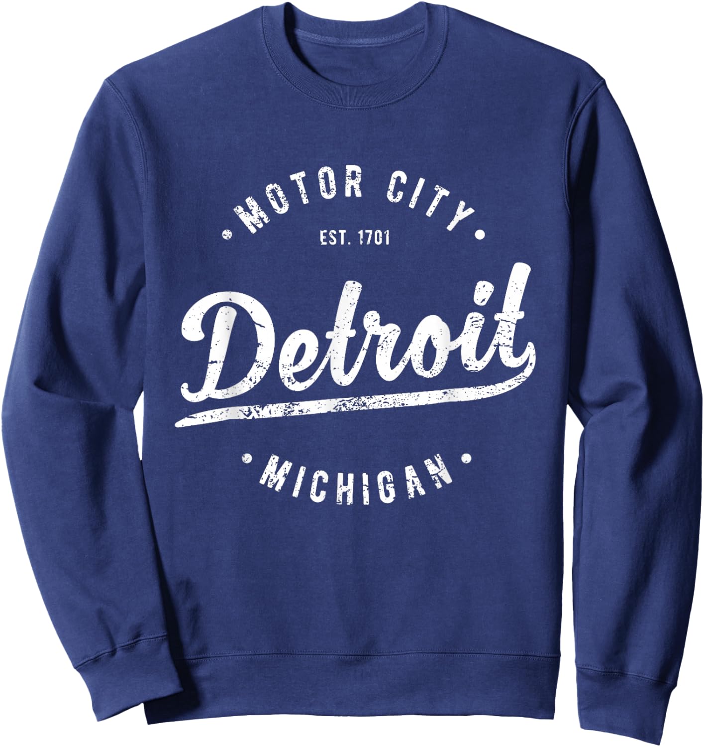 Vintage Detroit Motor City Souvenir Merch Retro Detroit Sweatshirt - Sweatshirt | Navy
