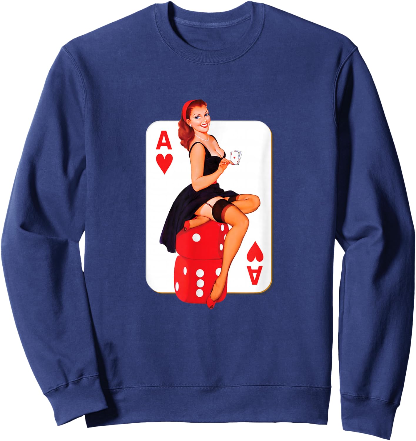 Sexy Vintage Casino Pinup Girl Sweatshirt - Sweatshirt | Navy