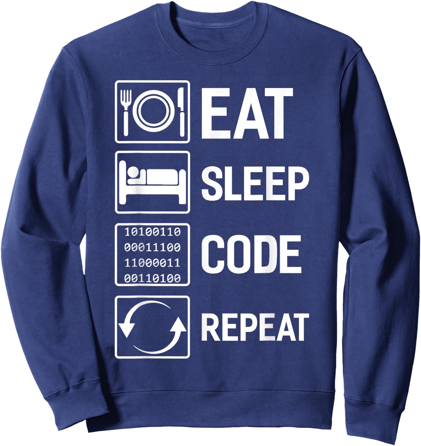 Programmer Eat Sleep Code Repeat Sweatshirt - Sweatshirt | Navy