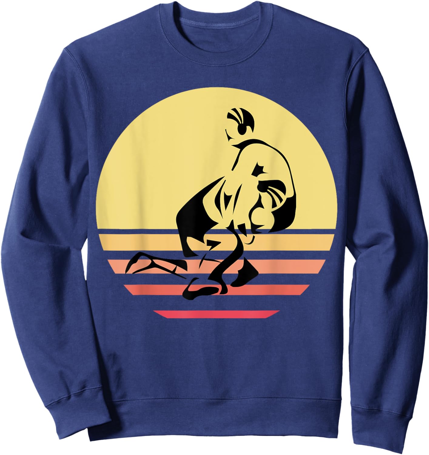 Wrestling Vintage Retro Two Wrestlers And Sun Grappler Gifts Sweatshirt - Sweatshirt | Navy