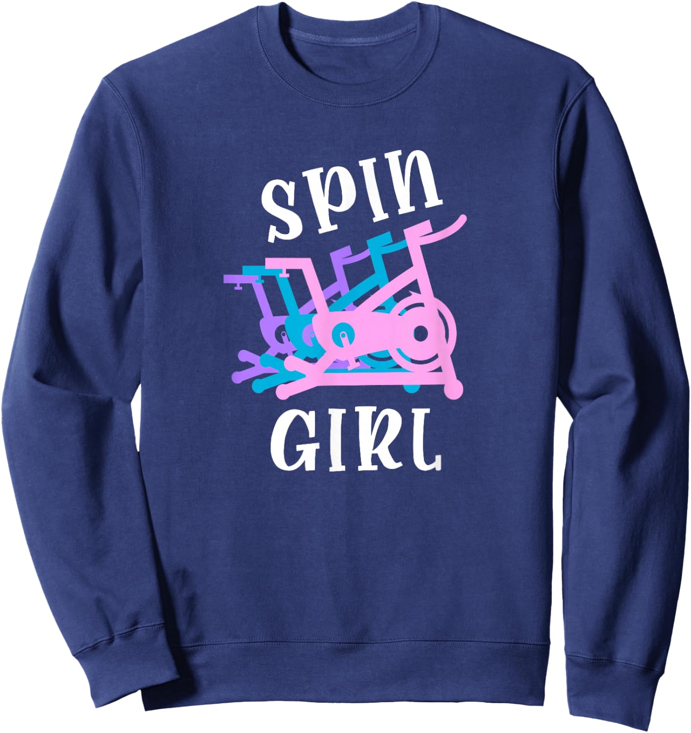Spin Workout Saying Spinning Class Women Spin Bike Graphic Sweatshirt - Sweatshirt | Navy