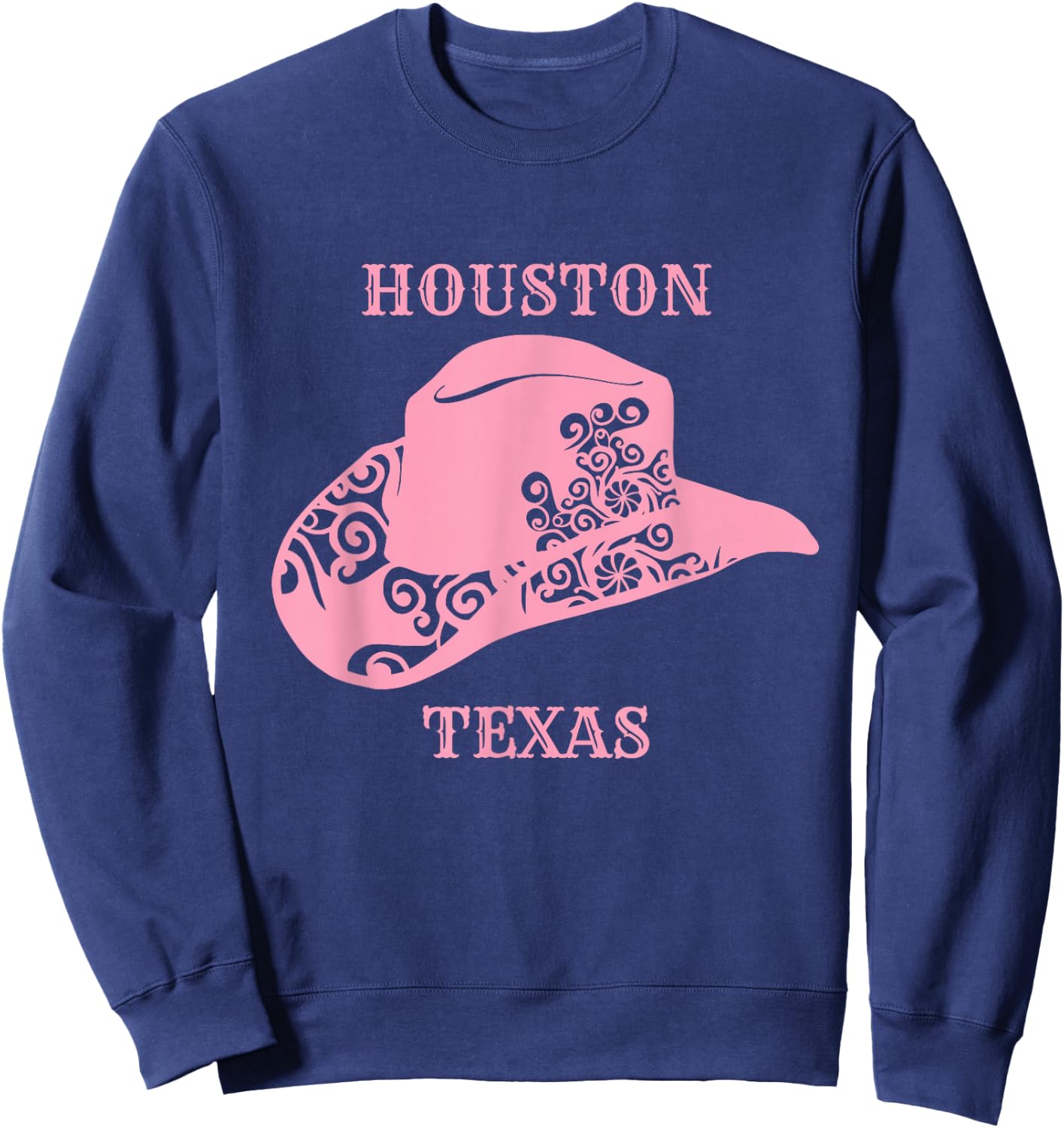 Pink Houston Texas Cowgirl Hat Sweatshirt - Sweatshirt | Navy