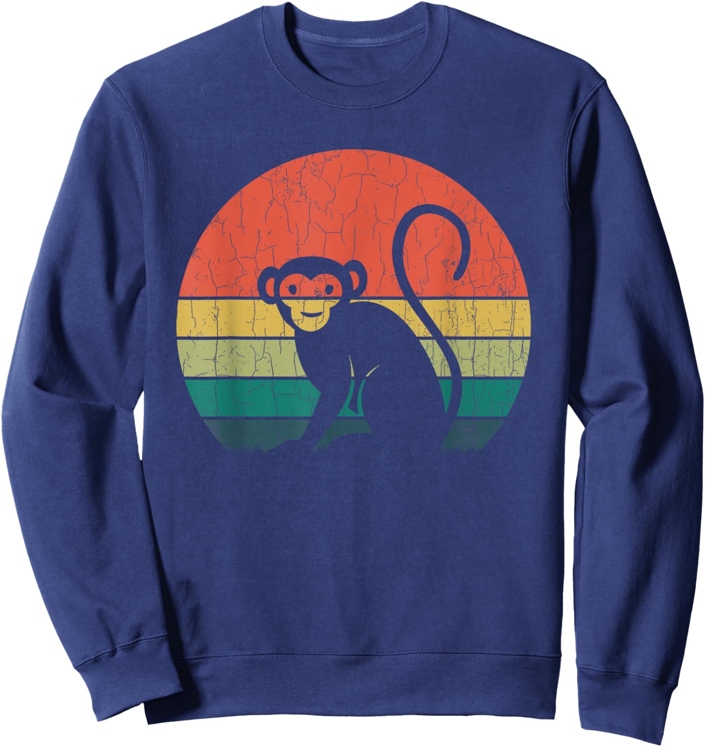 Retro Vintage Chimpanzee Funny Monkey Animal Lover Graphic Sweatshirt - Sweatshirt | Navy