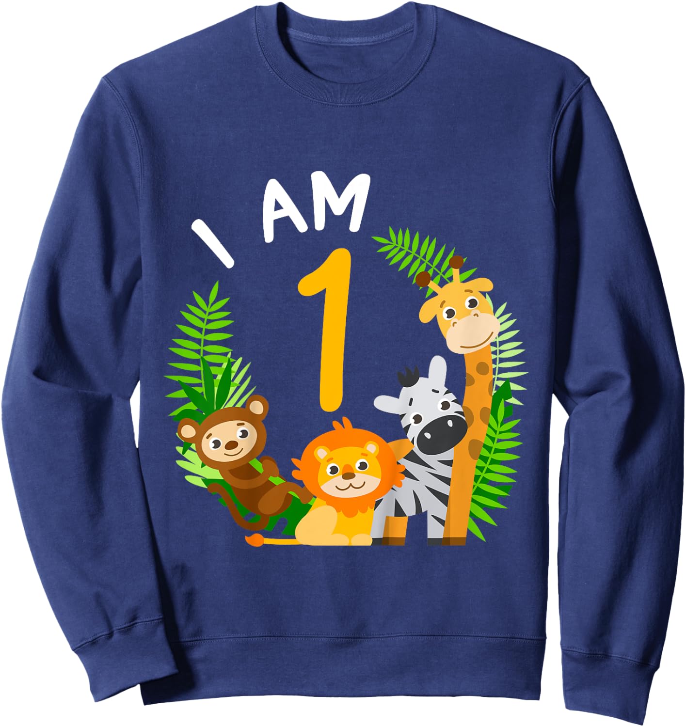1st Birthday Children's Birthday First Birthday Jungle Sweatshirt - Sweatshirt | Navy