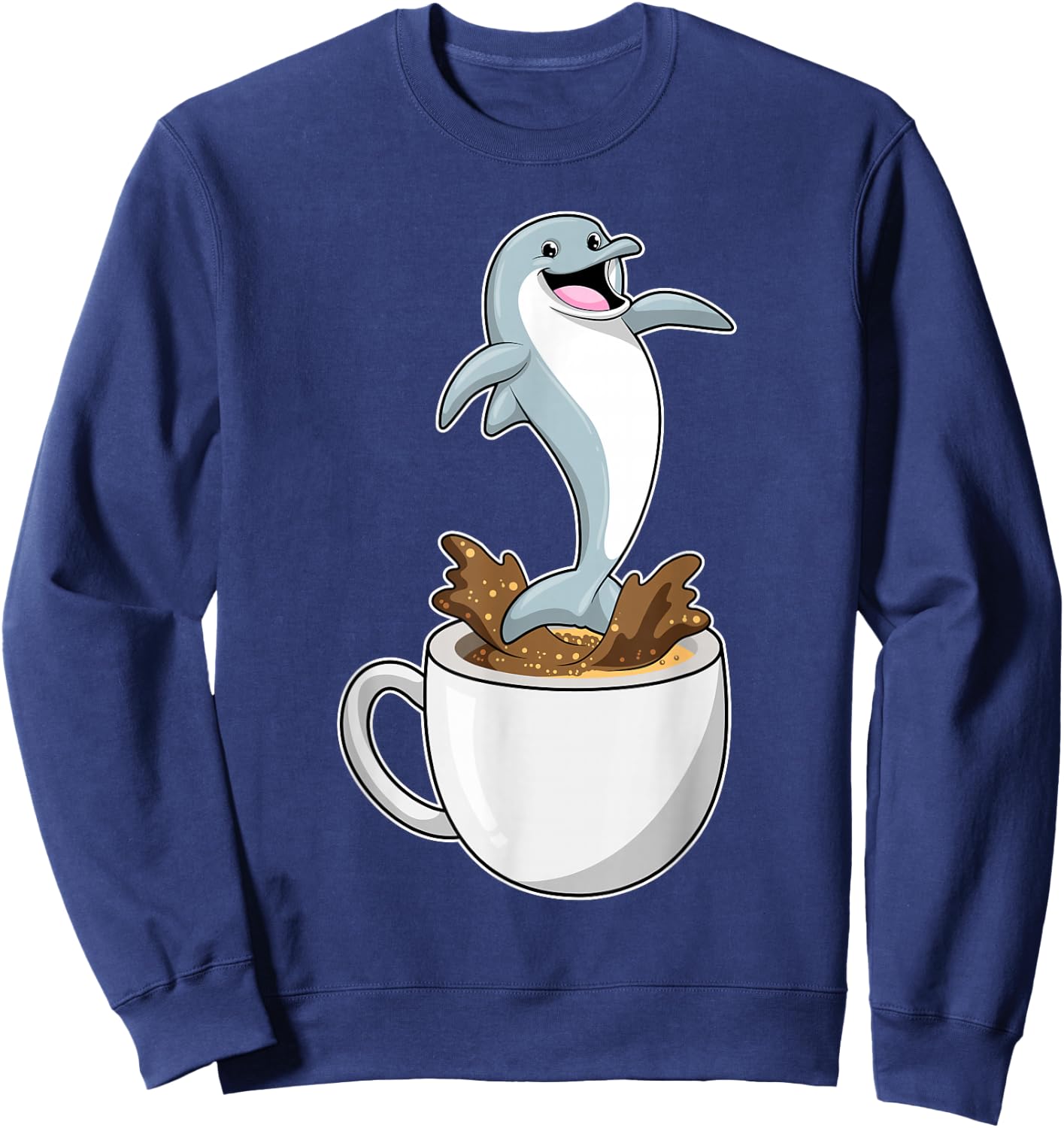 Dolphin Coffee Mug Sweatshirt - Sweatshirt | Navy