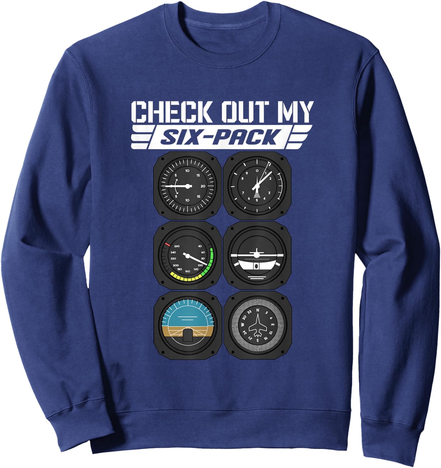Flight Instruments Pilot Cockpit Tools Altitude Meter Pilot Sweatshirt - Sweatshirt | Navy