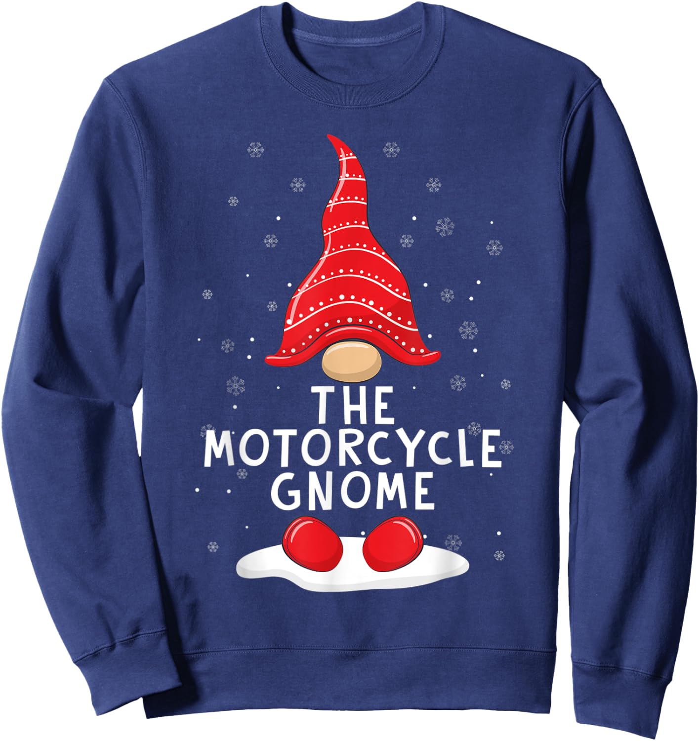 Funny The Motorcycle Gnome Christmas Pajamas Xmas Holiday Sweatshirt - Sweatshirt | Navy