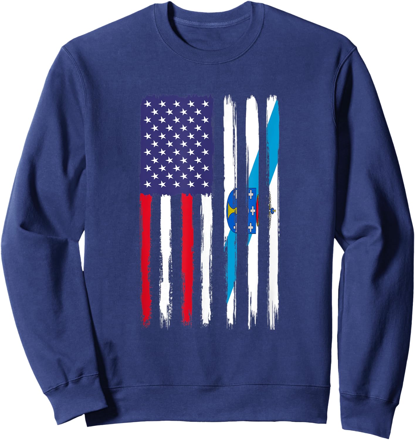 Galician Roots Half American Flag Patriotic Galician Kids Men Sweatshirt - Sweatshirt | Navy