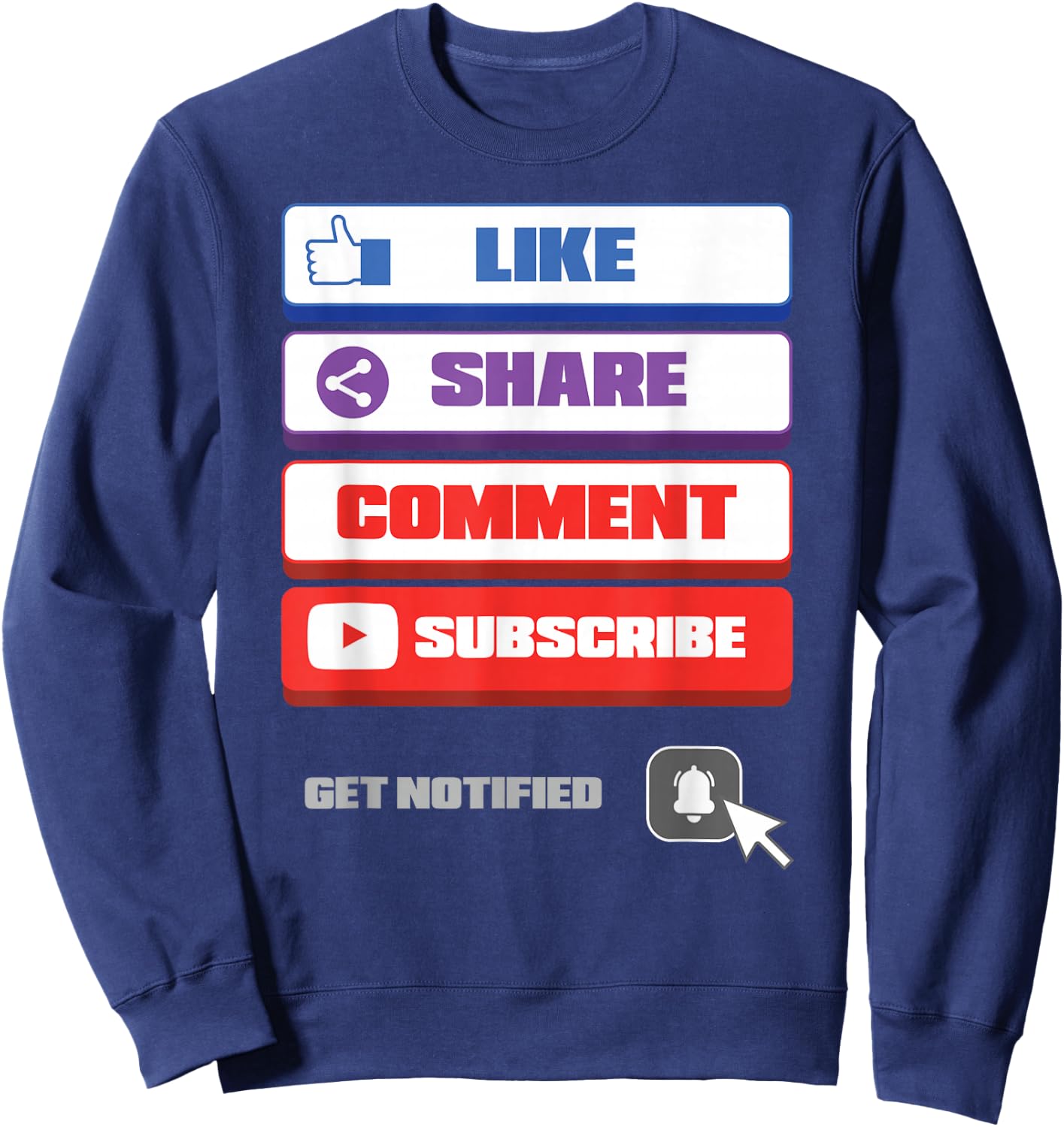 Social Media Like Share Comment Subscribe Vlogger Sweatshirt - Sweatshirt | Navy