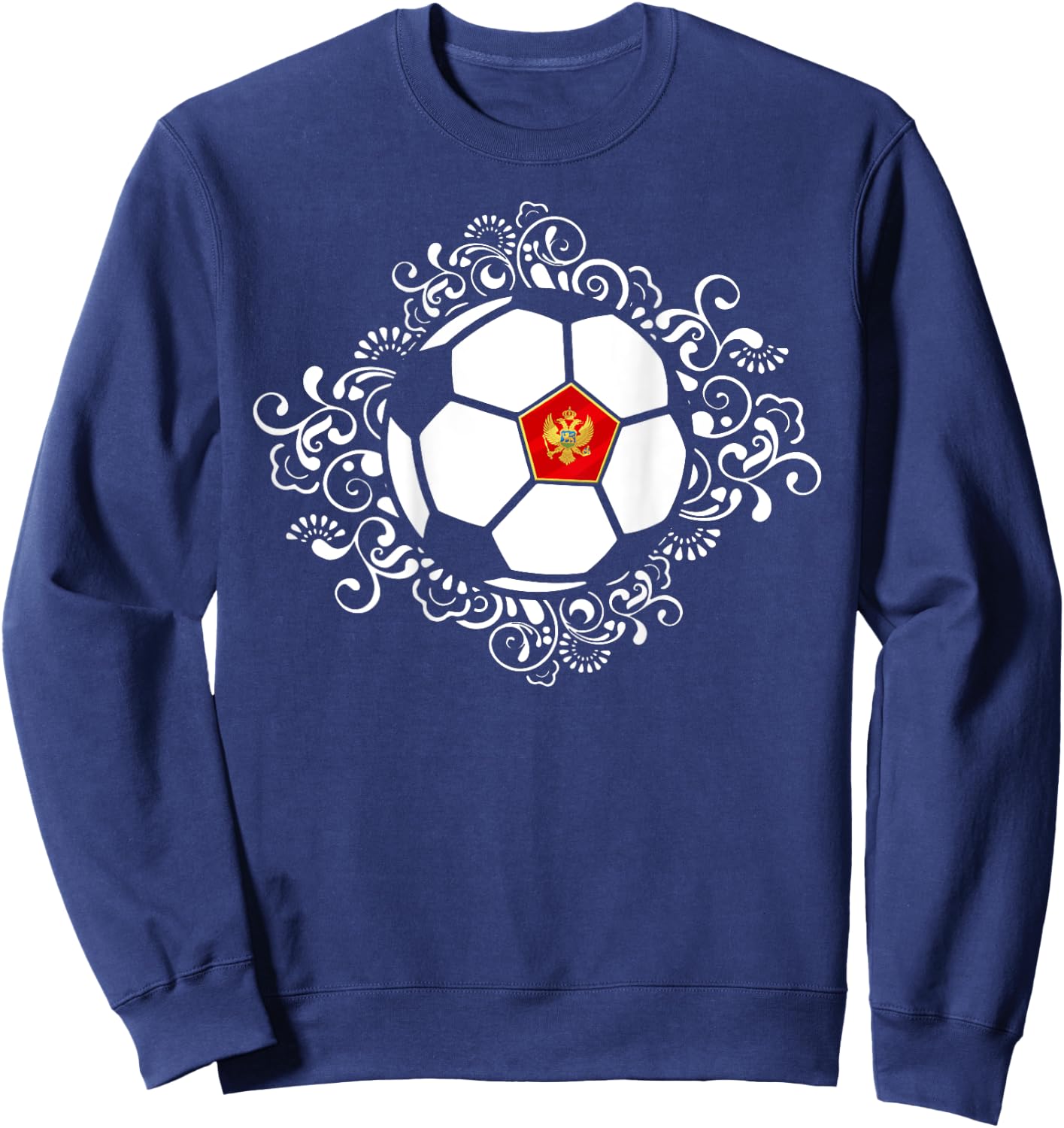 Floral Montenegro Soccer Lovers Jersey Montenegrin Football Sweatshirt - Sweatshirt | Navy