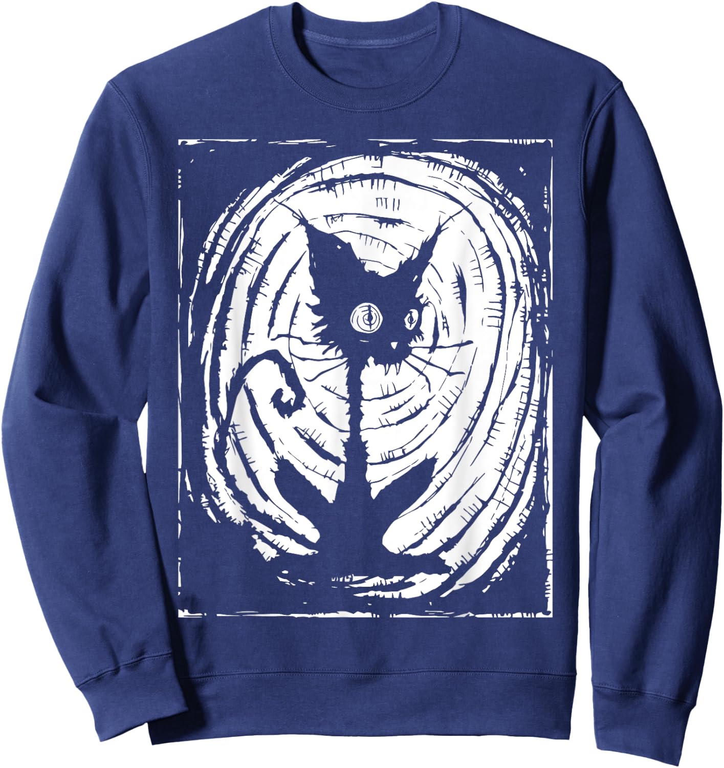 Black Cat Lazy Halloween Costume Scary Creepy Sweatshirt - Sweatshirt | Navy
