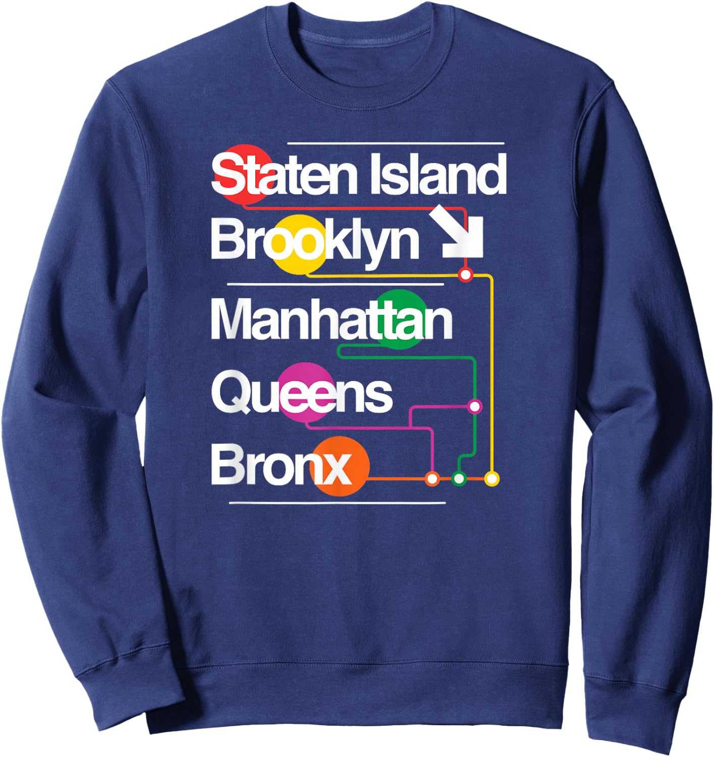 The Big Apple New York City Five Boroughs NYC Subway Map Sweatshirt - Sweatshirt | Navy