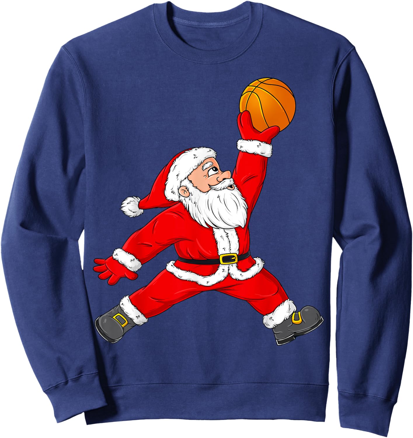 Christmas Santa Claus Basketball Funny Boys Kids Pajama Xmas Sweatshirt - Sweatshirt | Navy
