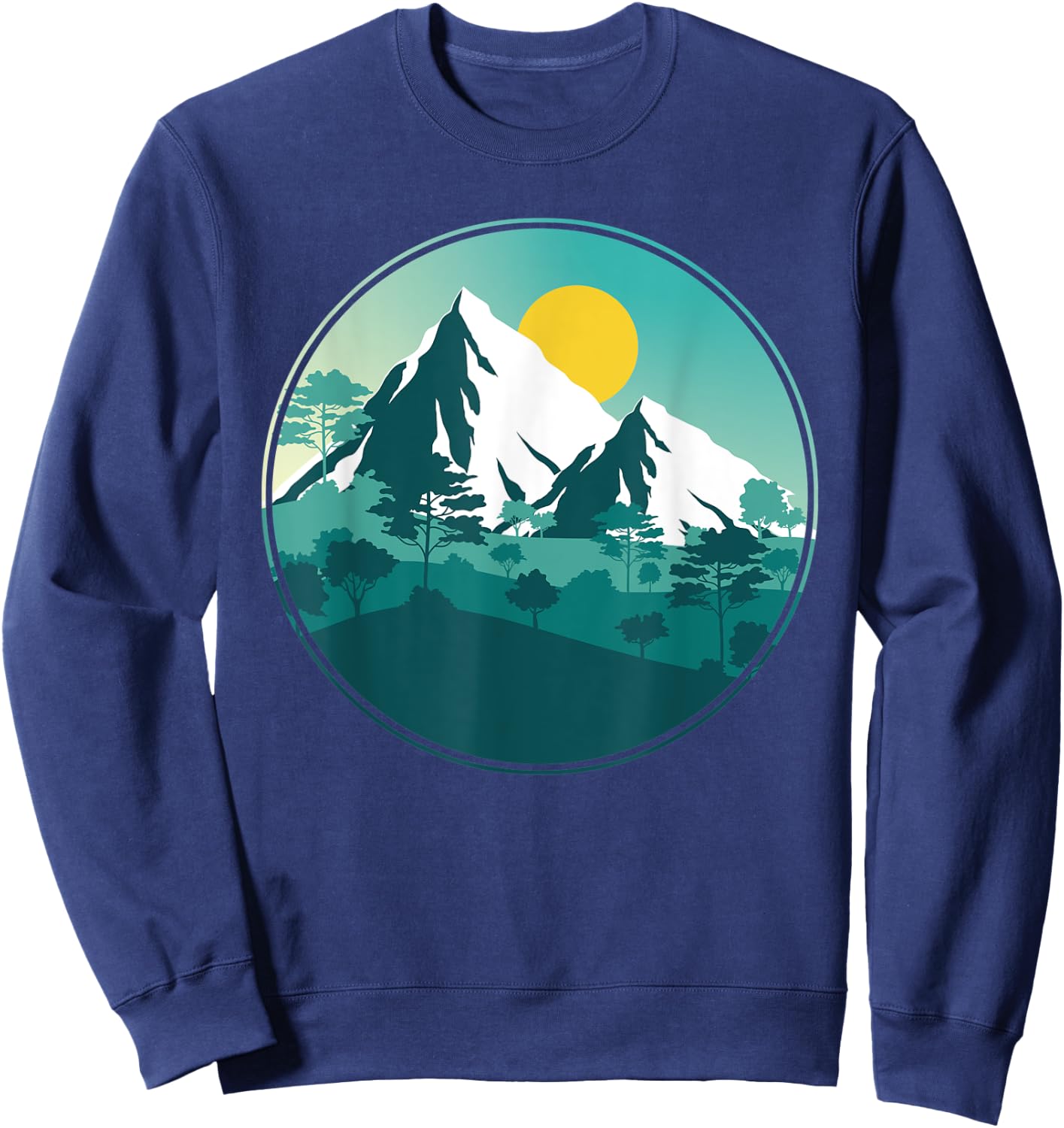 Outdoors Hiking Sunset Mountains Wildlife Forest Nature Sweatshirt - Sweatshirt | Navy