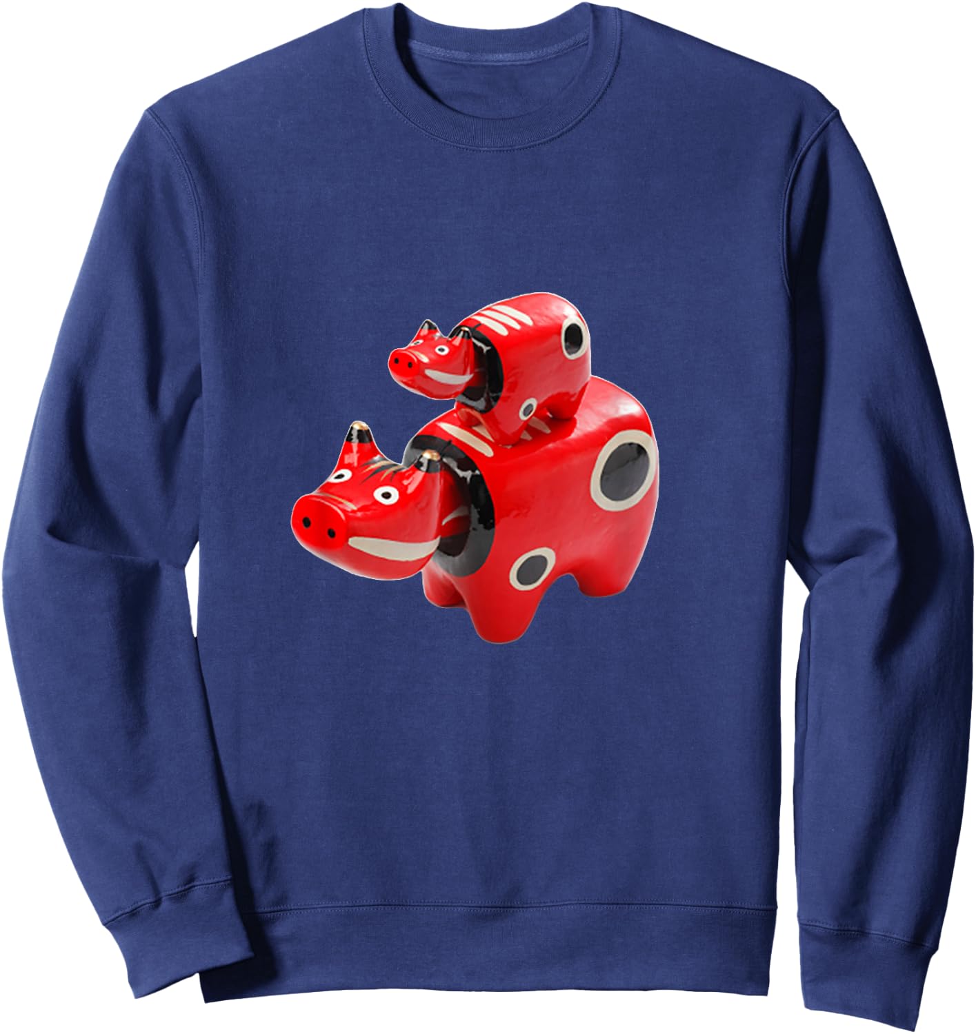 Akabeko Funny , Cattle, Cattle, Fukushima Prefecture, Aizu, Men's, Interesting Goods, Interesting Clothes, Present, Japanese Specialty Sweatshirt - Sweatshirt | Navy