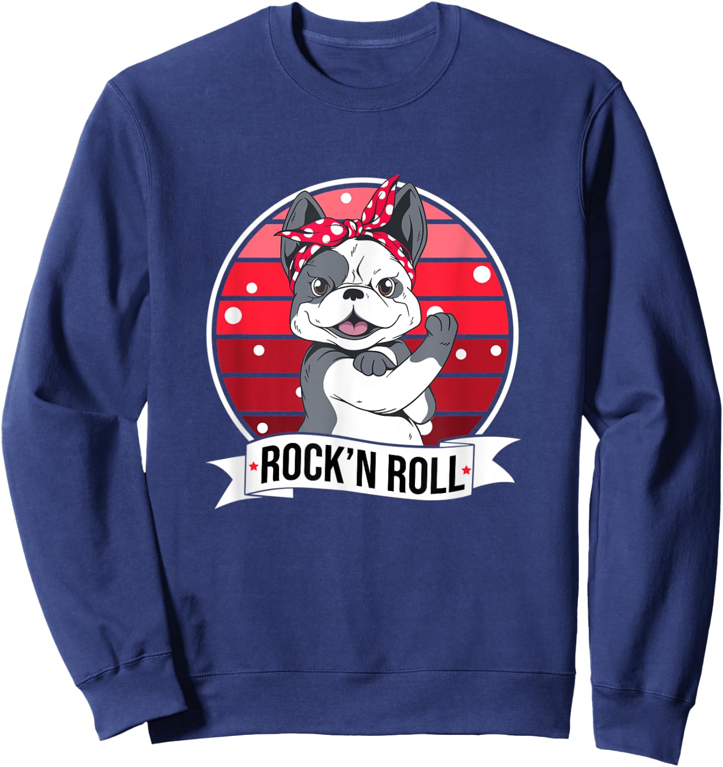 Rockabilly Dog French Bulldog Pin Up Rock'n'Roll Men Women Kids Sweatshirt - Sweatshirt | Navy