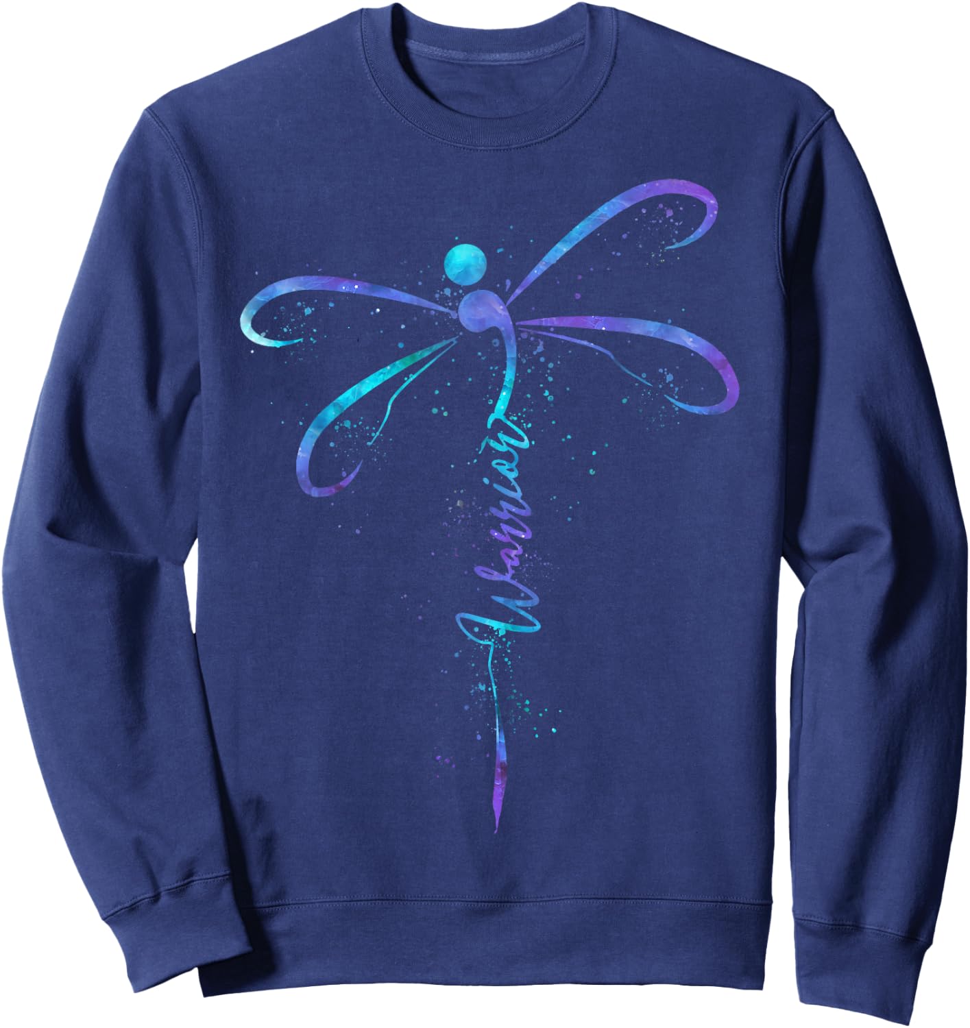 Suicide Prevention Awareness Warrior Dragonfly Semicolon Sweatshirt - Sweatshirt | Navy