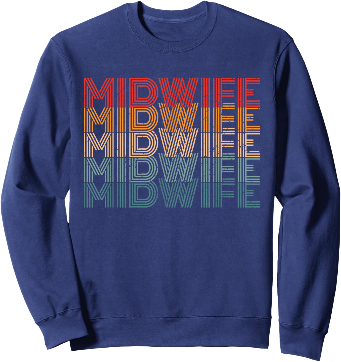 Retro Doula Birthing Support Women Baby Catcher Midwife Sweatshirt - Sweatshirt | Navy