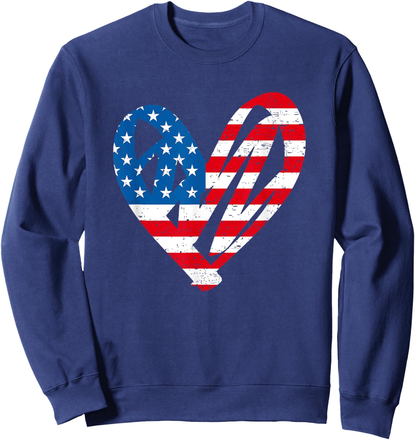 4th July Partiotic Heart Independence Day | & Sweatshirt - Sweatshirt | Navy