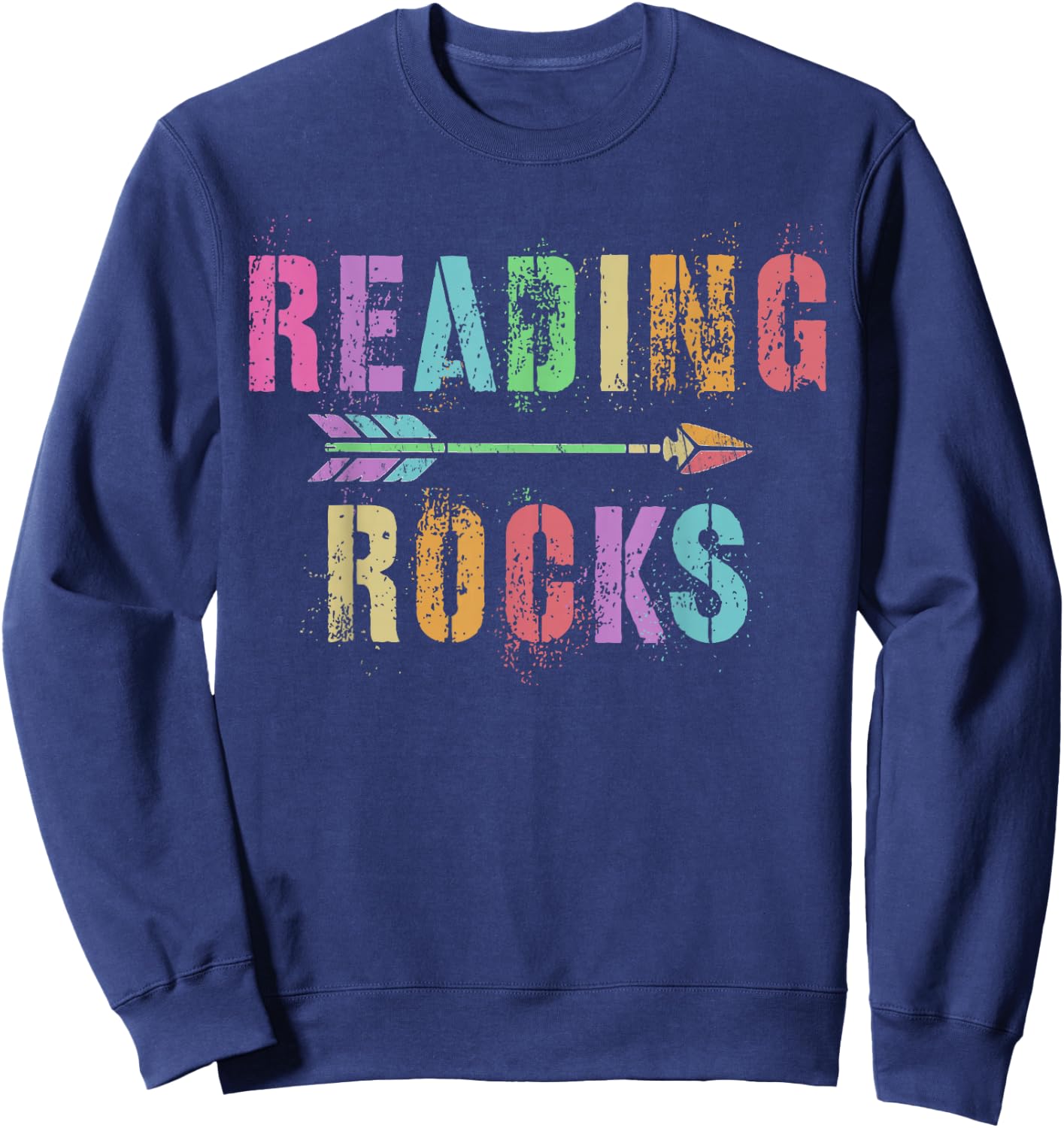 First Day Teacher Super Star Reading Rocks English Teacher Sweatshirt - Sweatshirt | Navy
