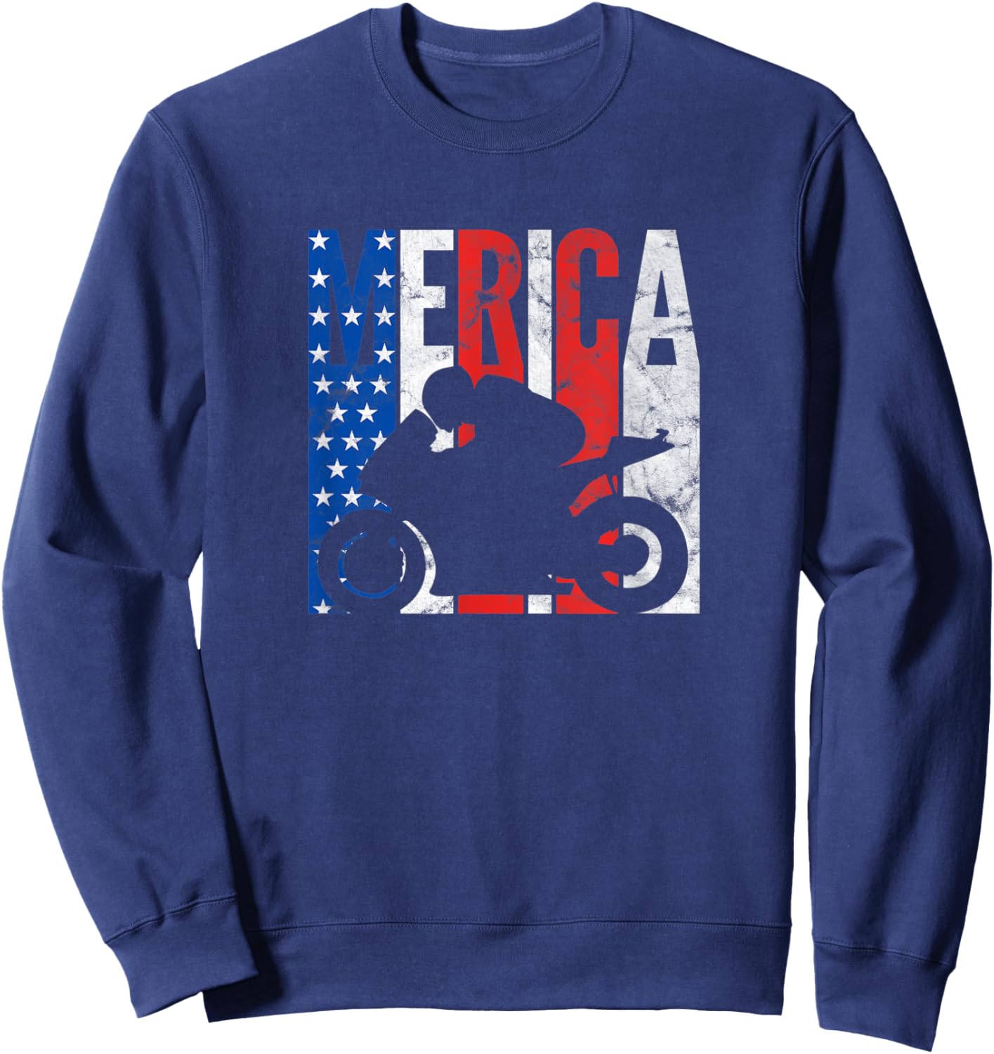 Merica American Flag Sportbike Biker 4th Of July Motorcycle Men Sweatshirt - Sweatshirt | Navy