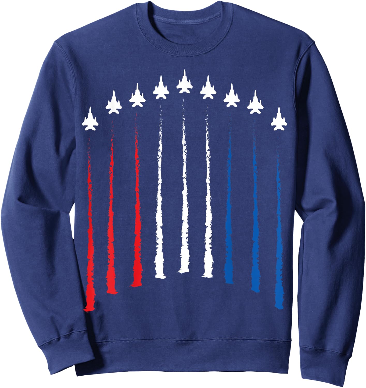 American Jet trail Red White & Blue Flag Fourth of July Jets Sweatshirt - Sweatshirt | Navy