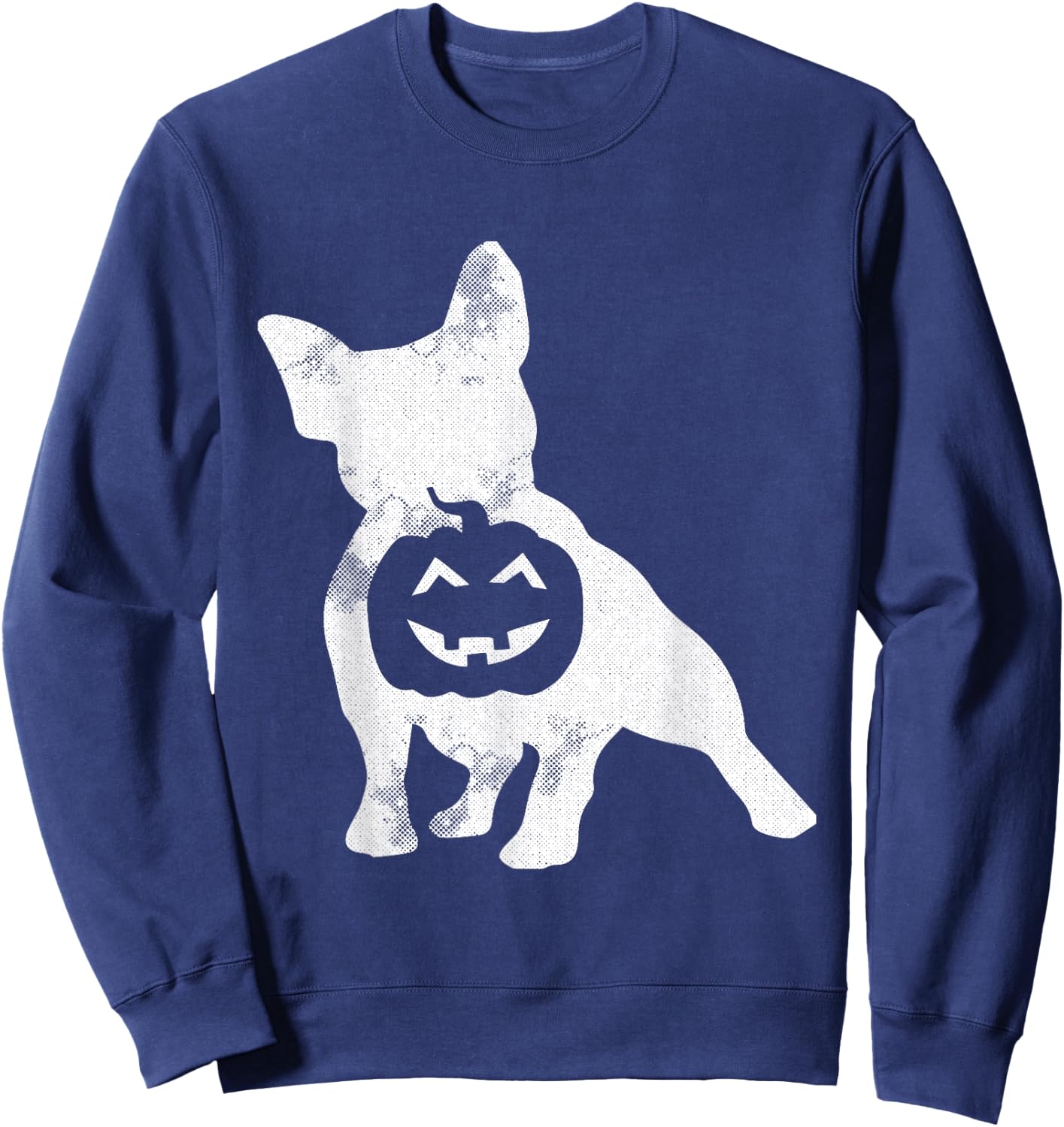 French Bulldog Lazy Halloween Costume Cute Frenchie Pumpkin Sweatshirt - Sweatshirt | Navy