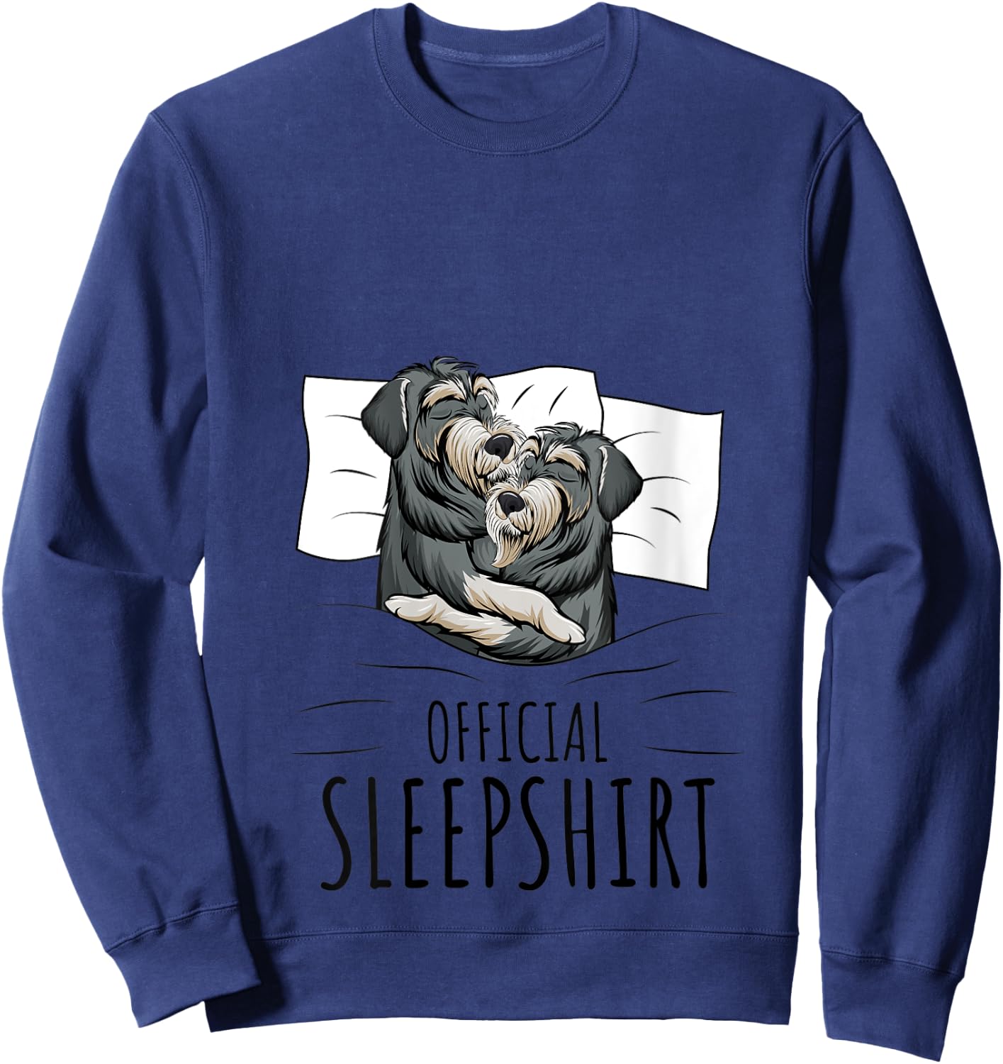 Sleeping Miniature Schnauzer Pajama Official Sleepshirt V-Neck Sweatshirt - Sweatshirt | Navy