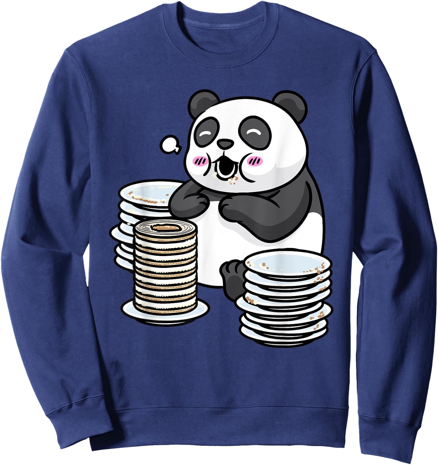 Panda With Baumkuchen Pyramid Cake Otaku Food Lover Anime Sweatshirt - Sweatshirt | Navy