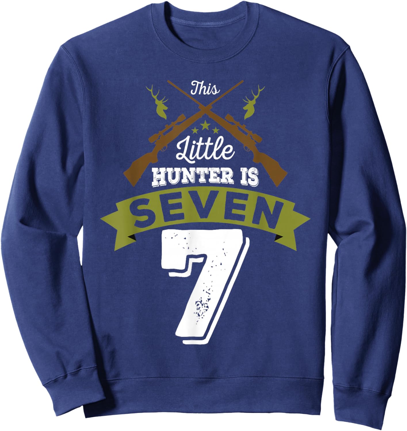 7th Birthday Deer Hunter Gift Boys Girls | 7 years old Sweatshirt - Sweatshirt | Navy