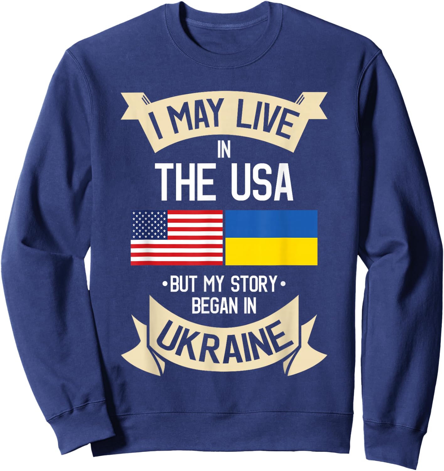 Ukrainian American Flag Love Support Ukrainians Ukraine Sweatshirt - Sweatshirt | Navy