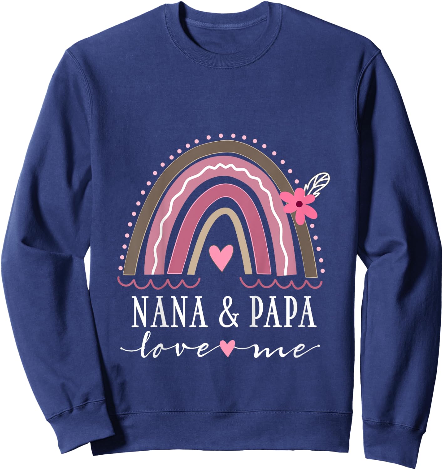 Kids Nana and Papa Love Me Girls Grandchild Boho Rainbow Sweatshirt - Sweatshirt | Navy