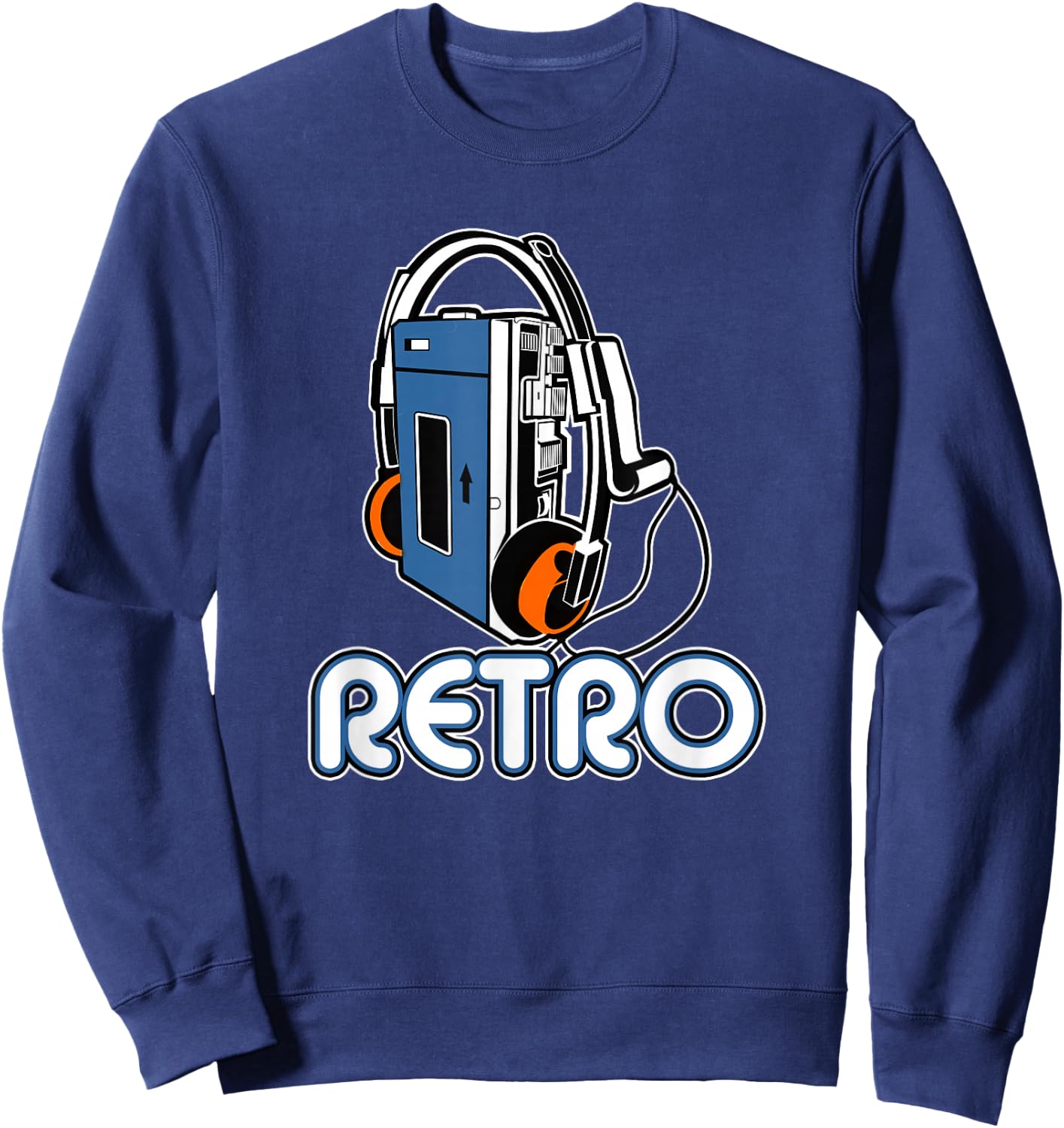 80s Retro Cassette Tape Player Sweatshirt - Sweatshirt | Navy
