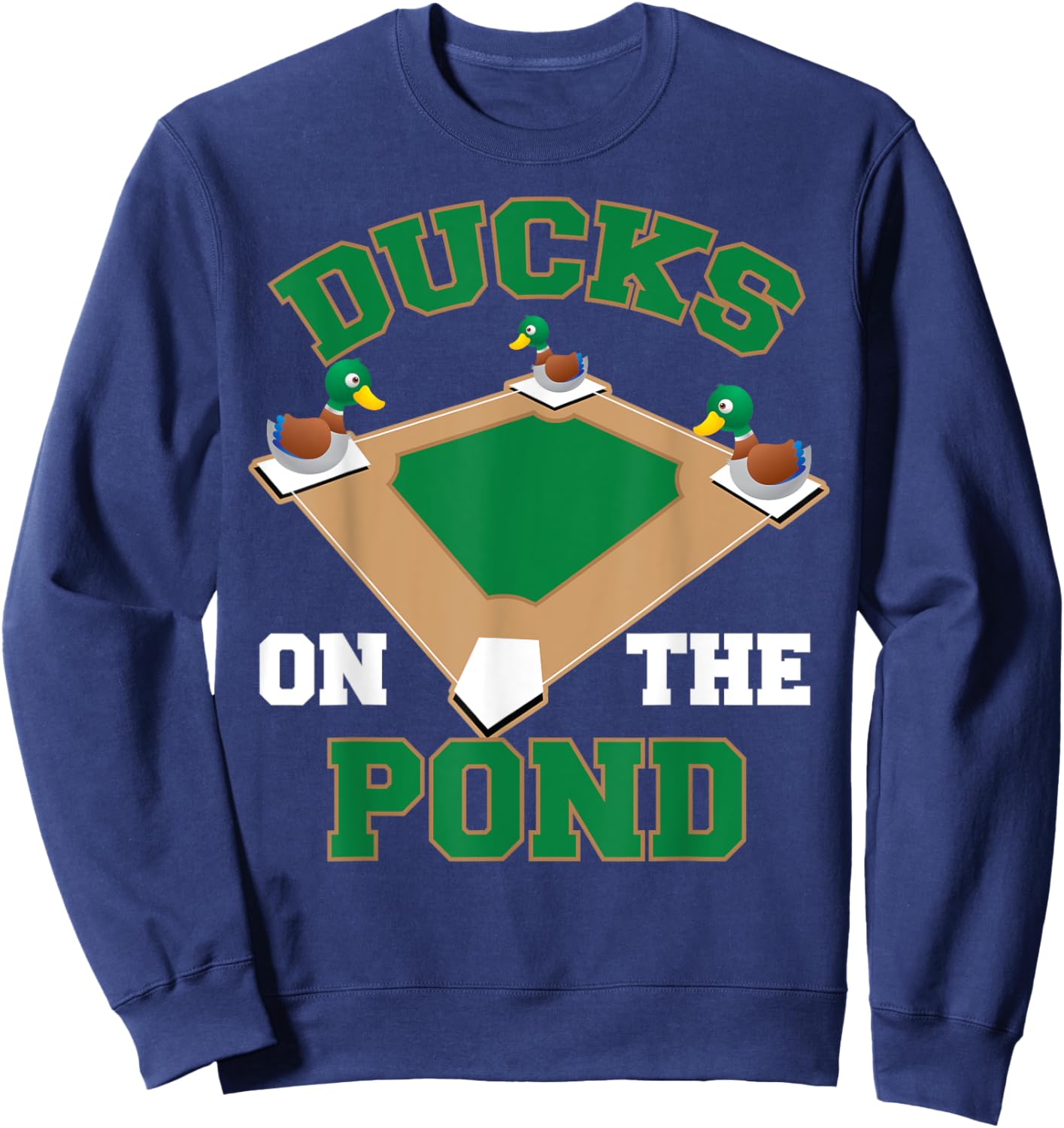 Ducks On The Pond | Cute Softball Player Funny Baseball Gift Sweatshirt - Sweatshirt | Navy