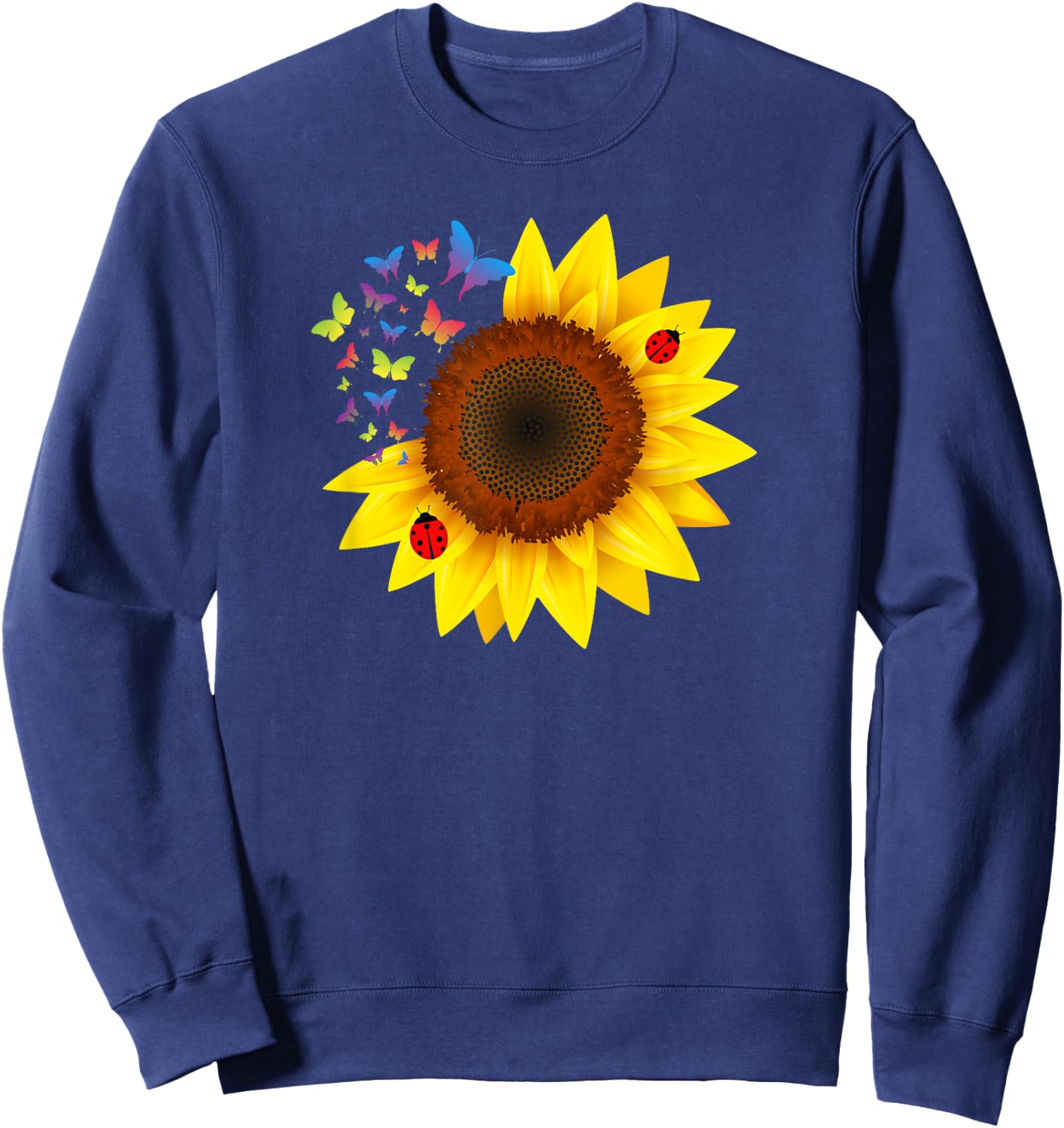 Sunflower, Ladybug, Butterflys, Design Sweatshirt - Sweatshirt | Navy