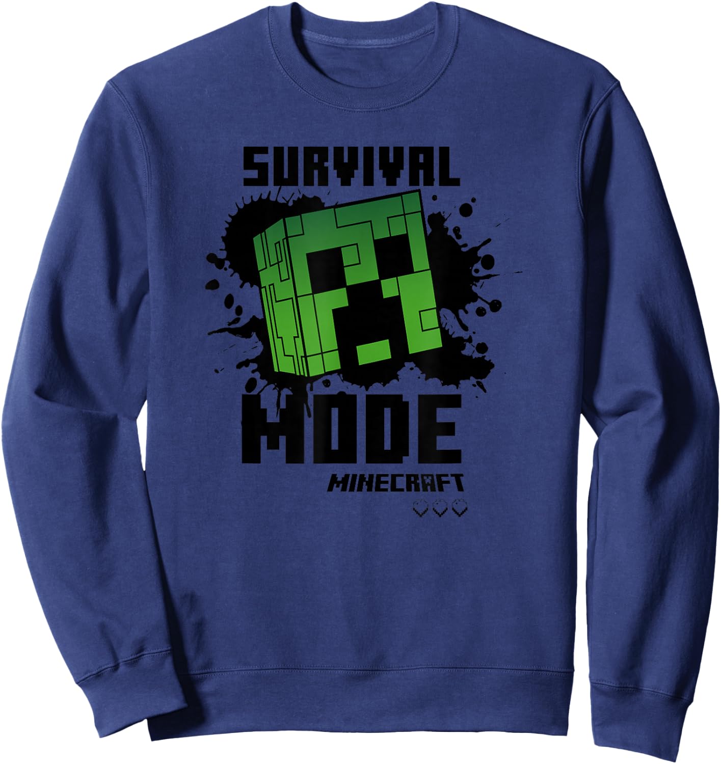 Minecraft Creeper Black Splat Survival Mode Sweatshirt - Sweatshirt | Navy