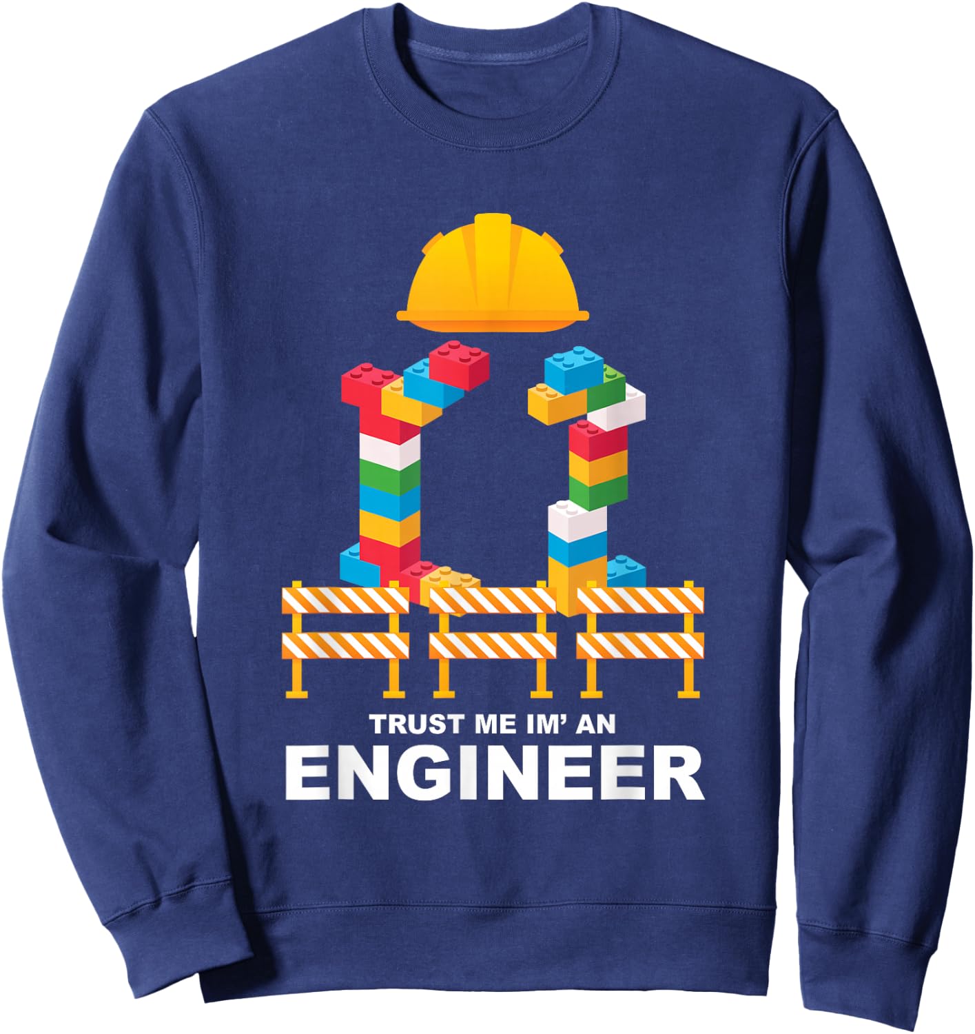 Engineer Construction Master Builder Building Blocks Bricks Sweatshirt - Sweatshirt | Navy