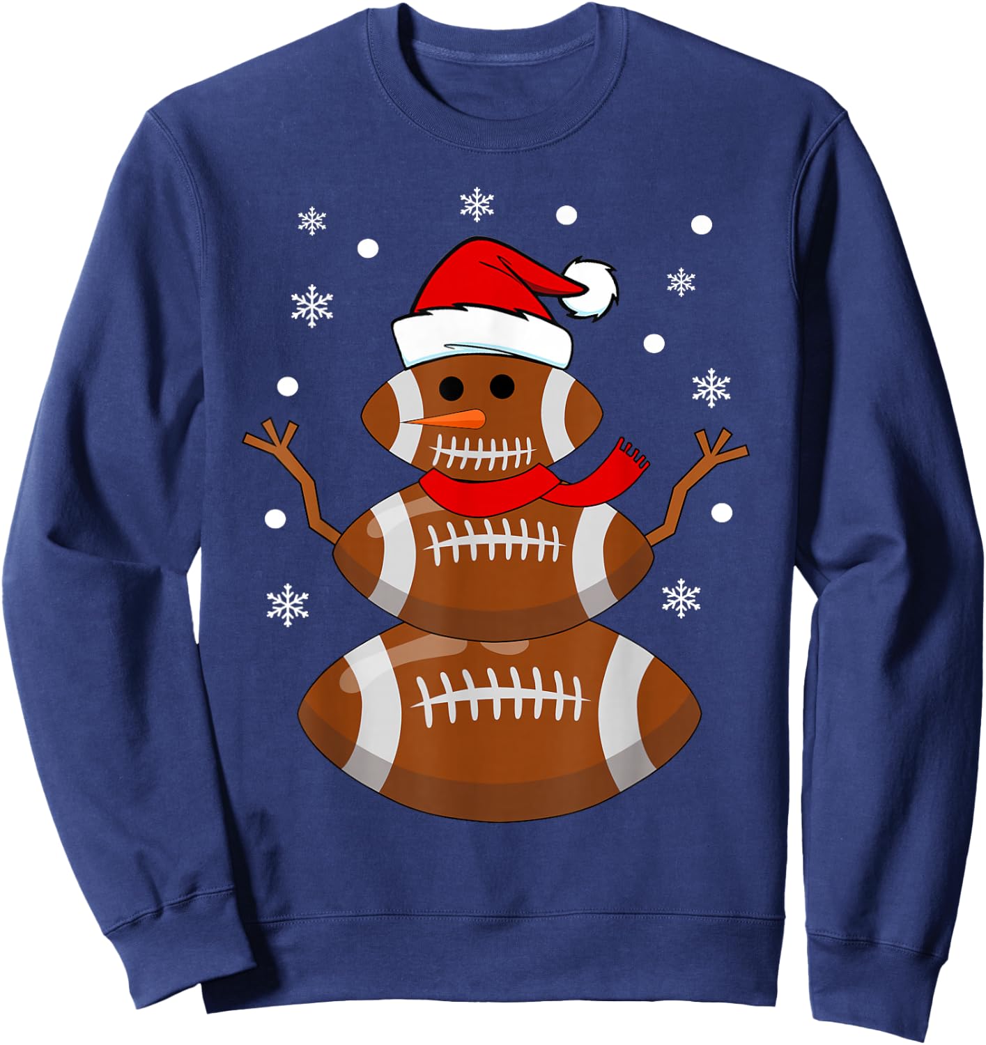 Christmas Football Snowman Kids Football Christmas Women Men Sweatshirt - Sweatshirt | Navy
