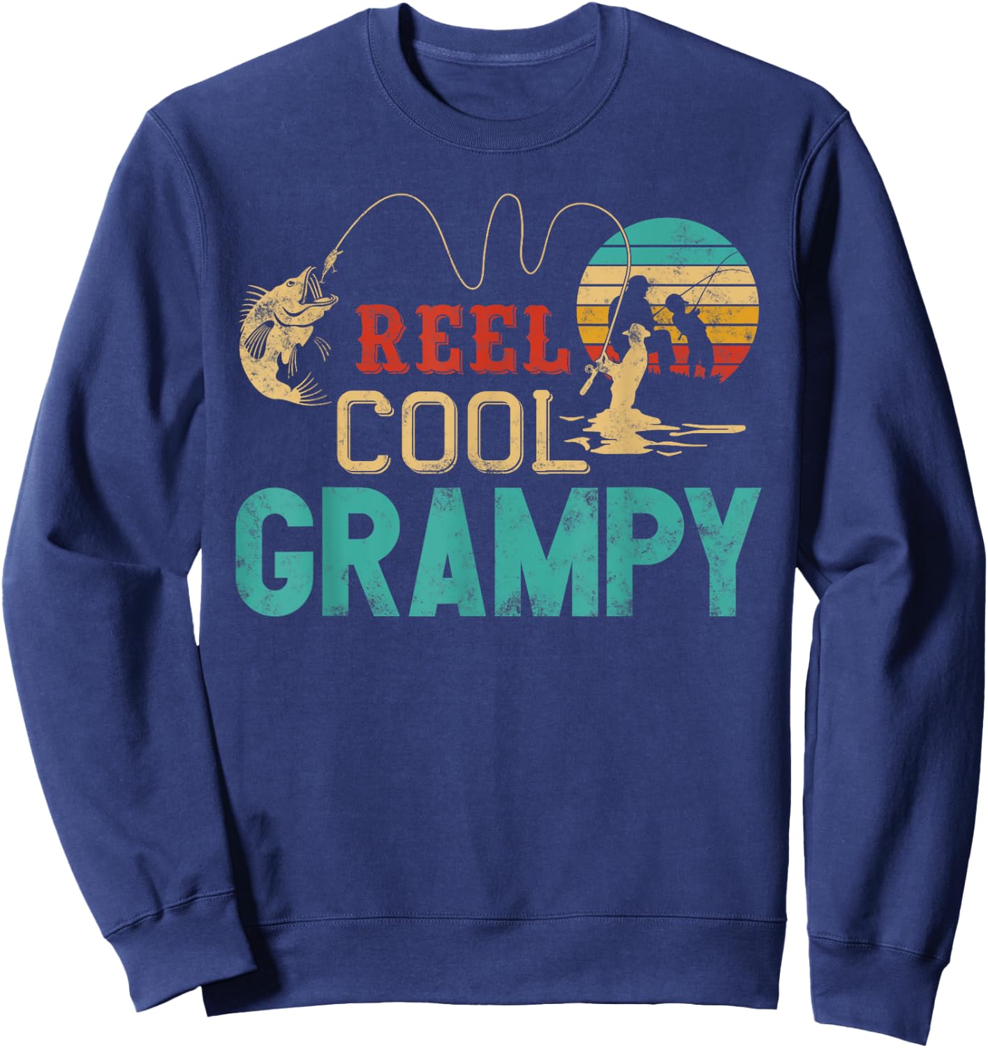 Reel Cool Grampy vintage funny fishing rod Gift Grampy Sweatshirt - Sweatshirt | Navy
